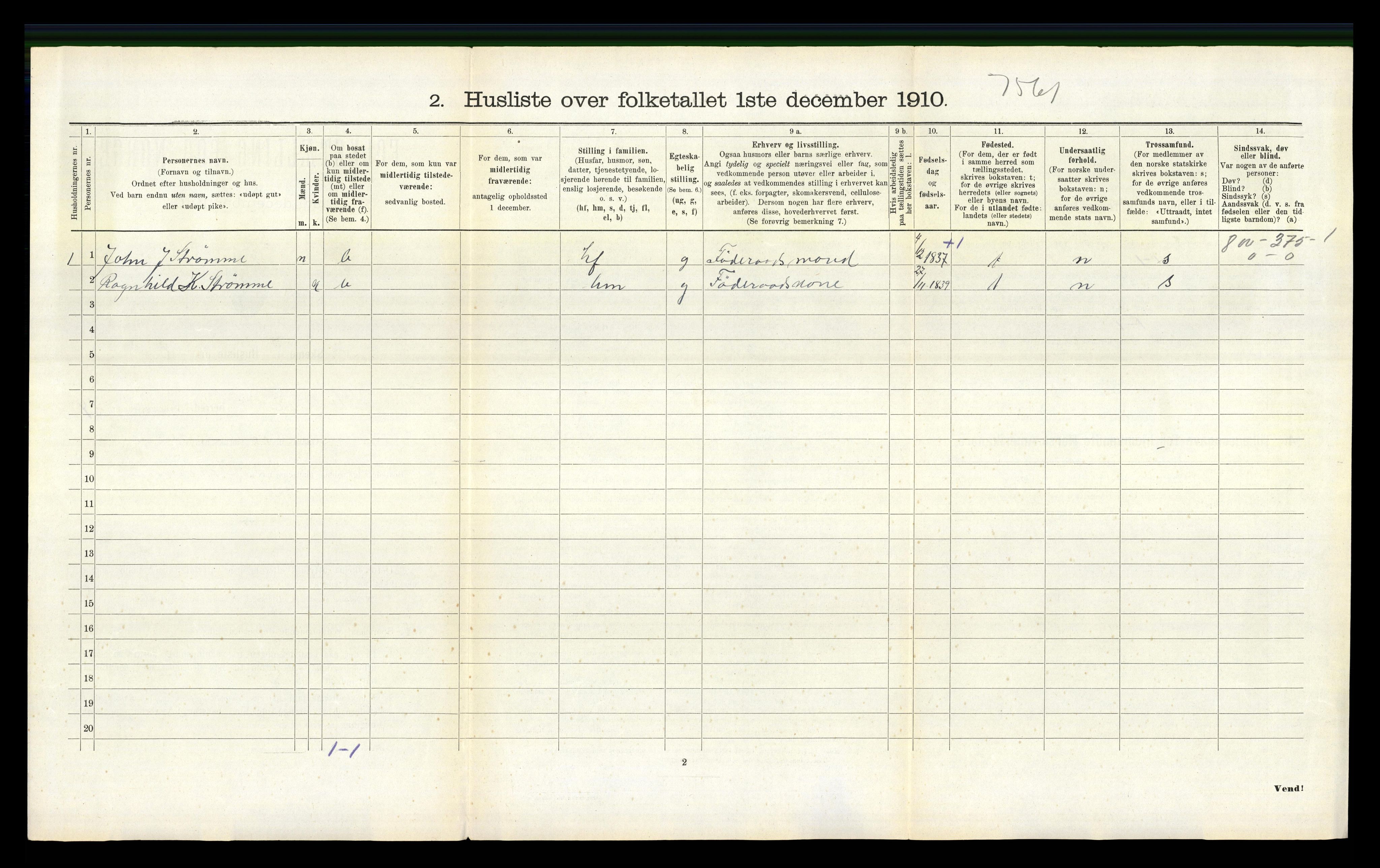 RA, 1910 census for Bruvik, 1910, p. 935