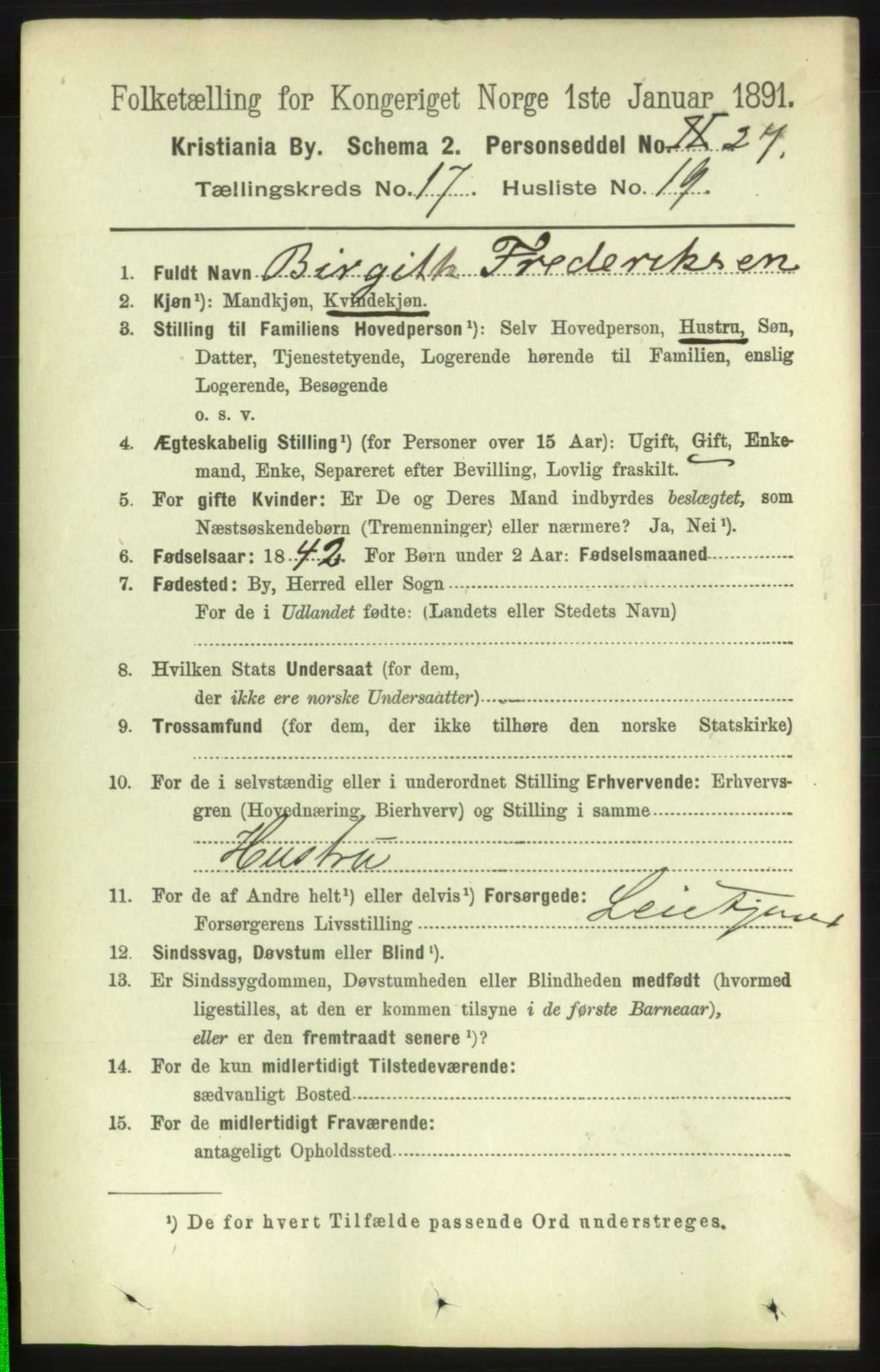 RA, 1891 census for 0301 Kristiania, 1891, p. 8534