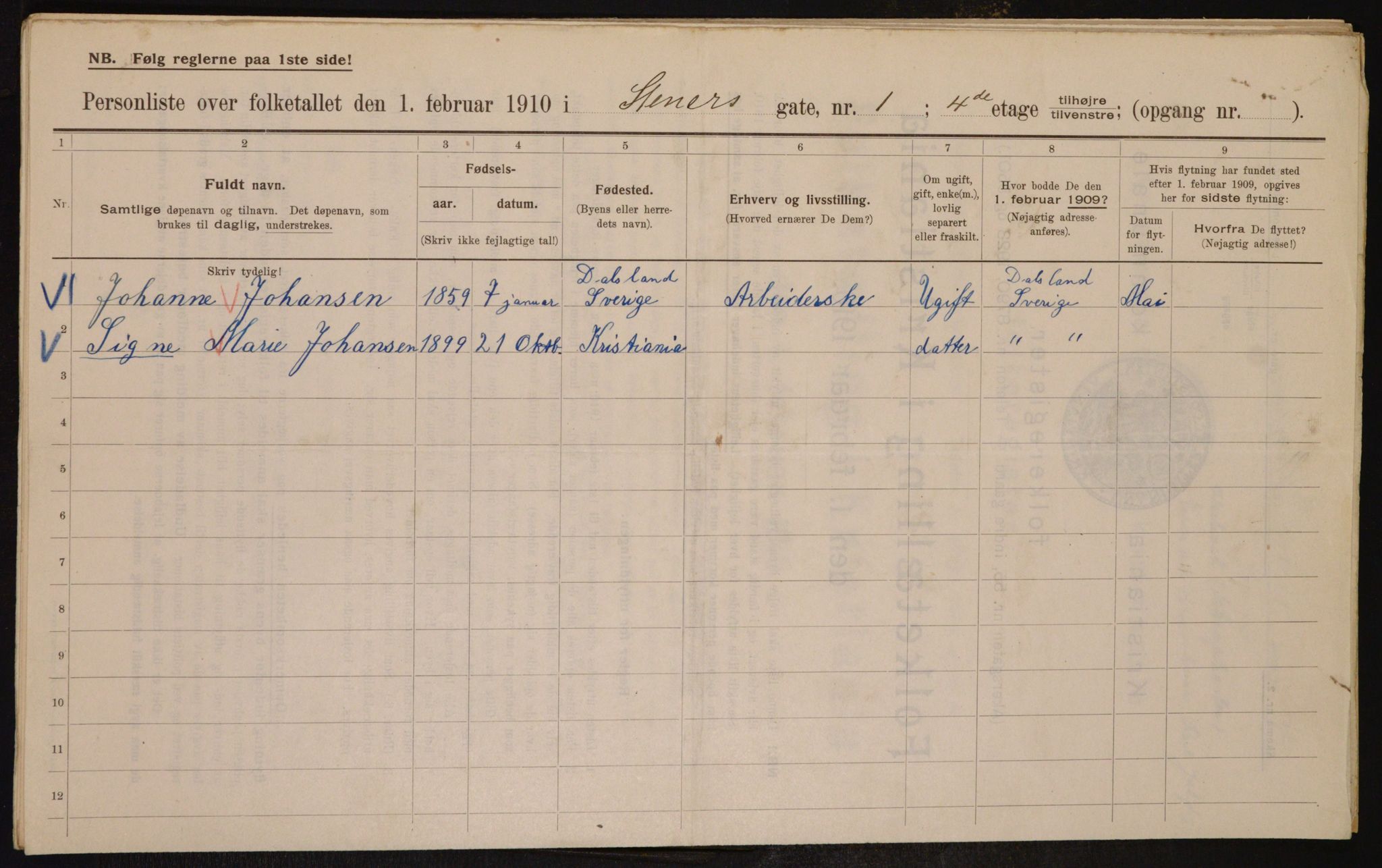 OBA, Municipal Census 1910 for Kristiania, 1910, p. 96345