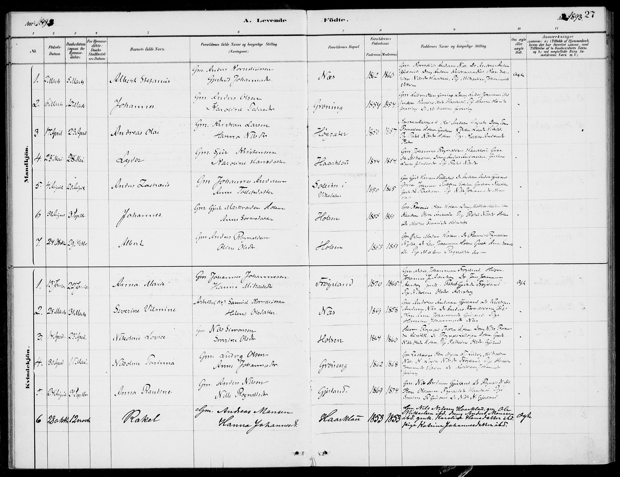 Førde sokneprestembete, SAB/A-79901/H/Haa/Haac/L0001: Parish register (official) no. C  1, 1881-1920, p. 27