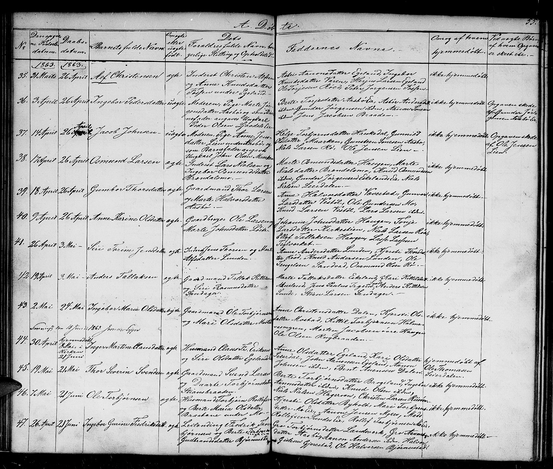 Gjerstad sokneprestkontor, AV/SAK-1111-0014/F/Fb/Fba/L0005: Parish register (copy) no. B 5, 1853-1867, p. 55