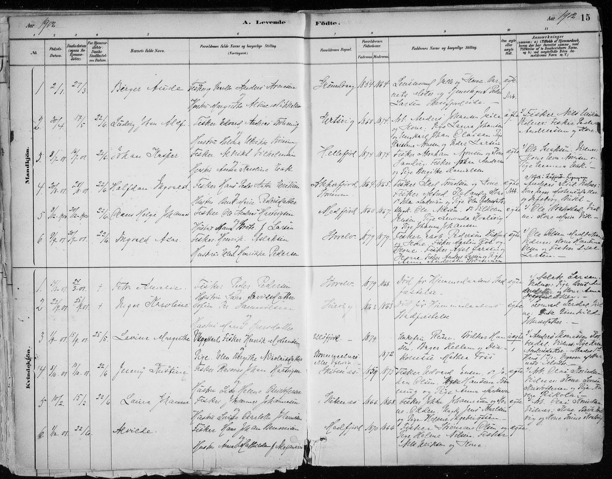 Hammerfest sokneprestkontor, AV/SATØ-S-1347/H/Ha/L0013.kirke: Parish register (official) no. 13, 1898-1917, p. 15