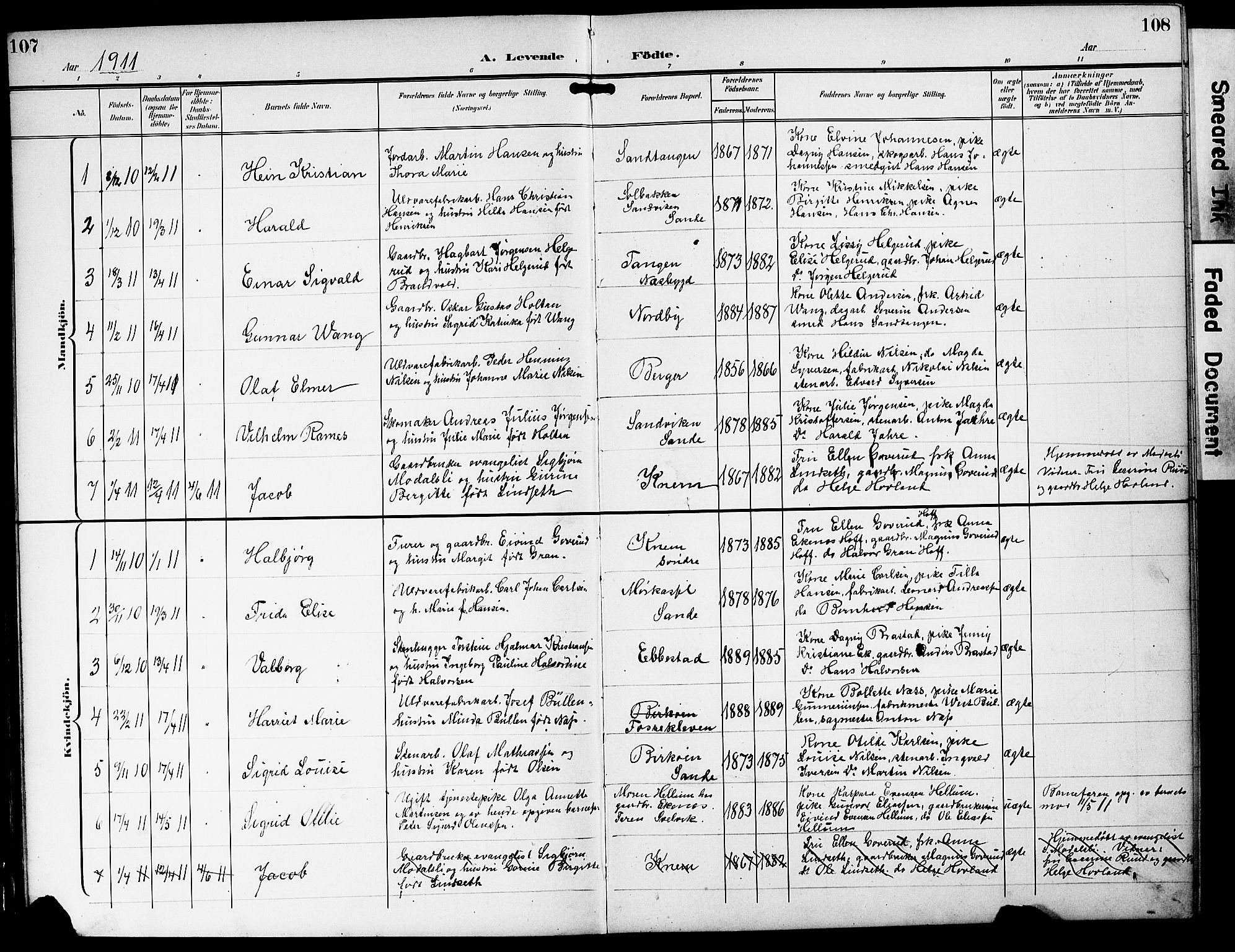 Strømm kirkebøker, AV/SAKO-A-322/G/Ga/L0004: Parish register (copy) no. I 4, 1897-1927, p. 107-108