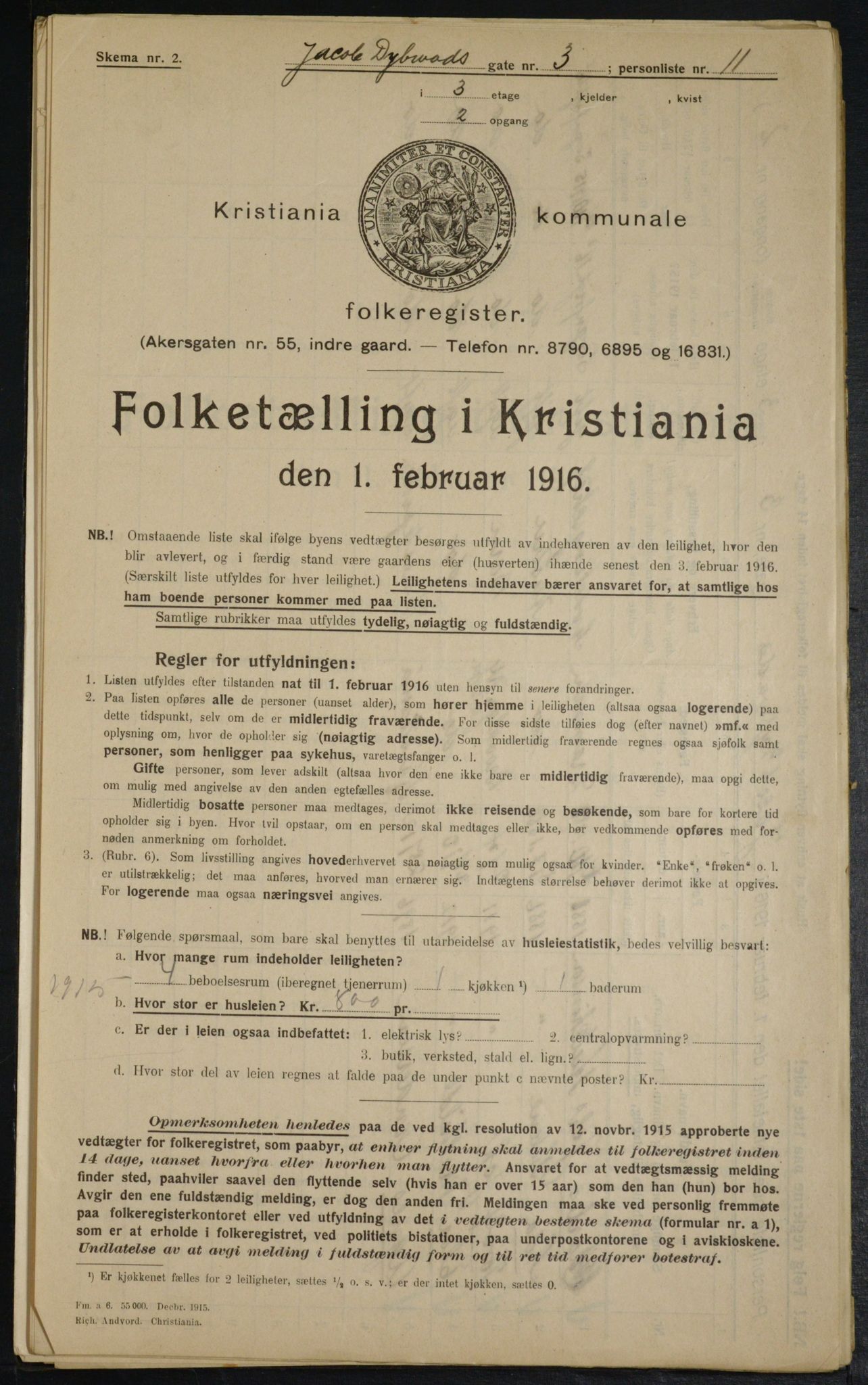 OBA, Municipal Census 1916 for Kristiania, 1916, p. 17550