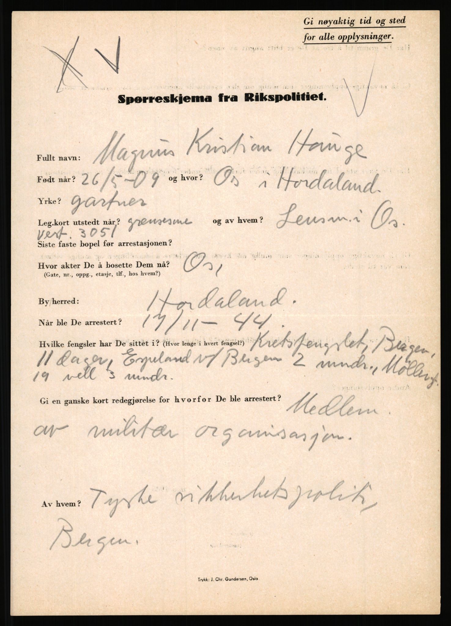 Rikspolitisjefen, AV/RA-S-1560/L/L0006: Hansen, Adolf Boye - Hemstad, Gunnar, 1940-1945, p. 711