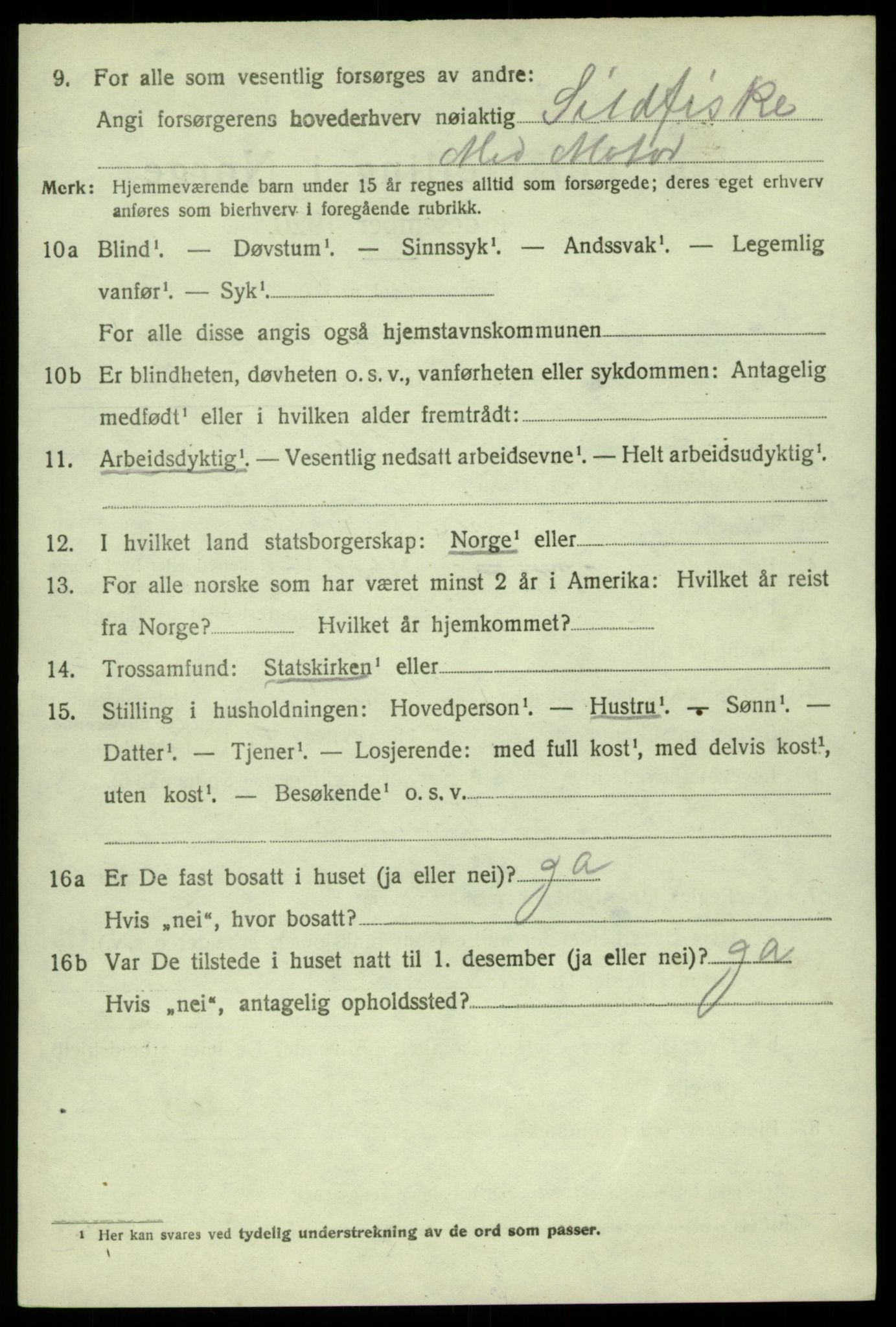 SAB, 1920 census for Sund, 1920, p. 3884