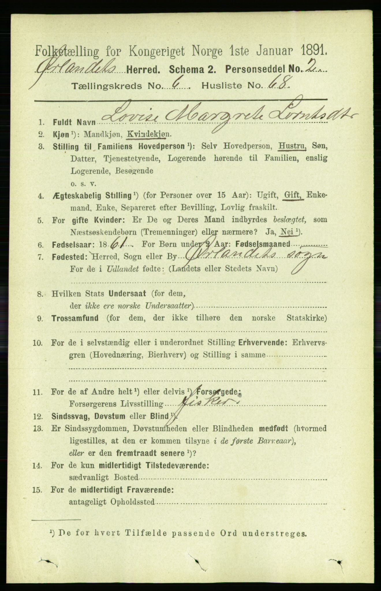 RA, 1891 census for 1621 Ørland, 1891, p. 2255