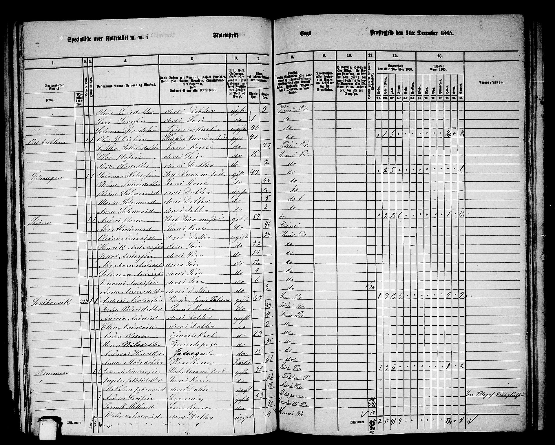 RA, 1865 census for Kinn, 1865, p. 104