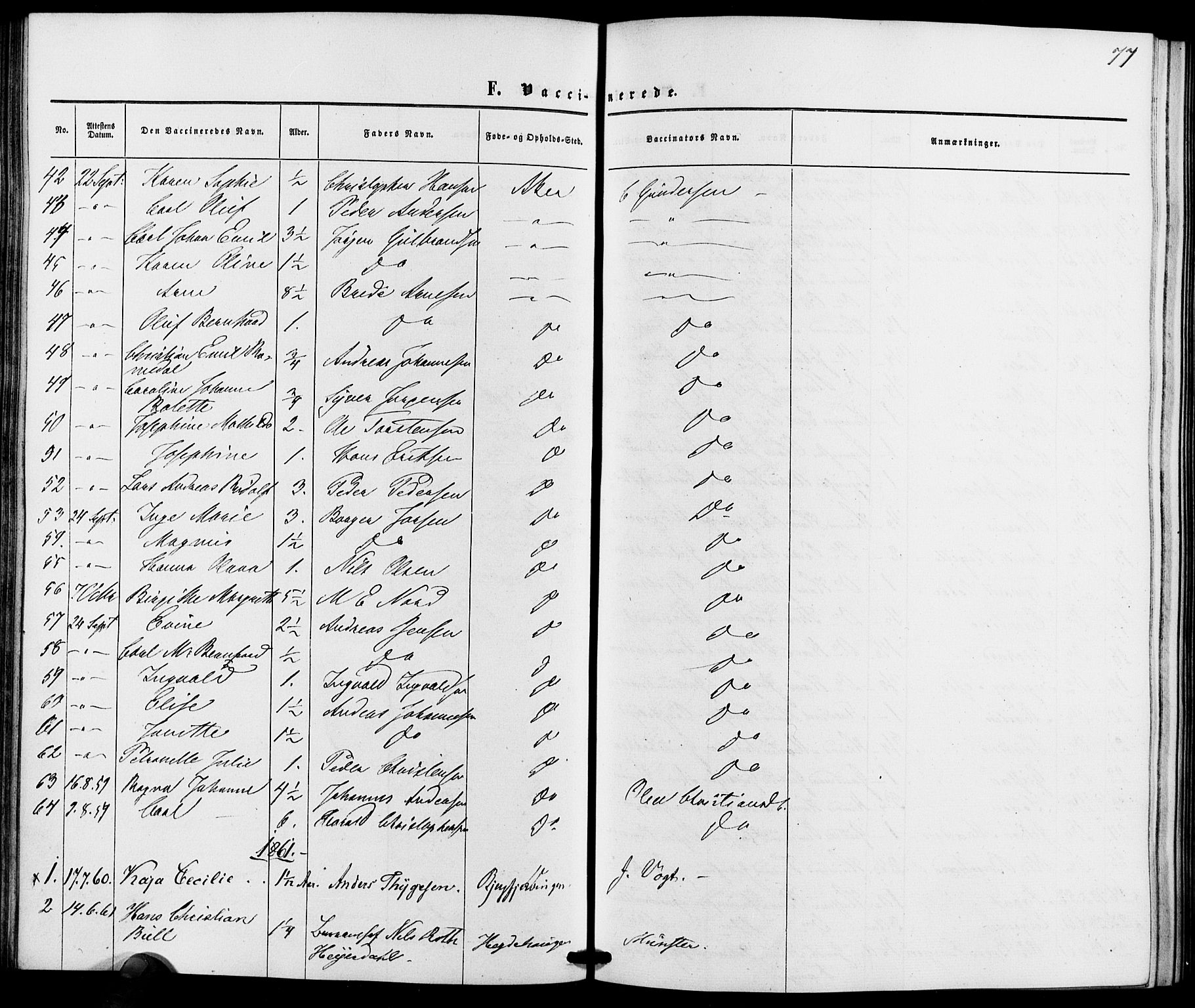 Vestre Aker prestekontor Kirkebøker, SAO/A-10025/K/Ka/L0001: Vaccination register no. 1, 1857-1867, p. 77