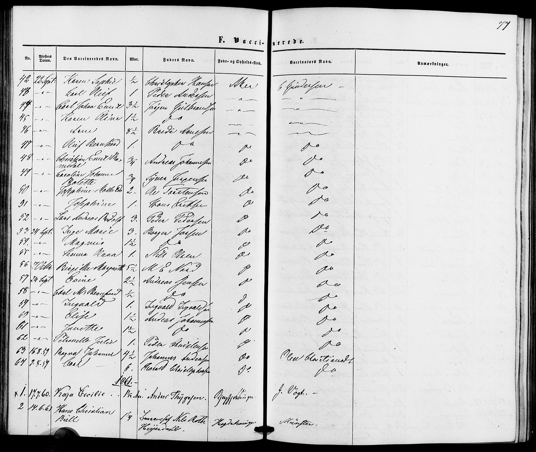 Vestre Aker prestekontor Kirkebøker, AV/SAO-A-10025/K/Ka/L0001: Vaccination register no. 1, 1857-1867, p. 77
