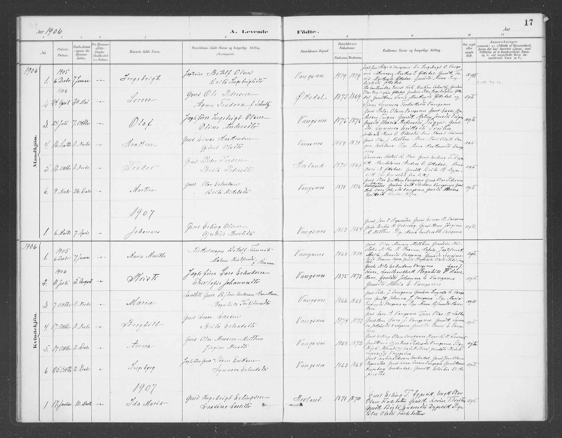 Balestrand sokneprestembete, SAB/A-79601/H/Haa/Haae/L0001: Parish register (official) no. E  1, 1889-1909, p. 17