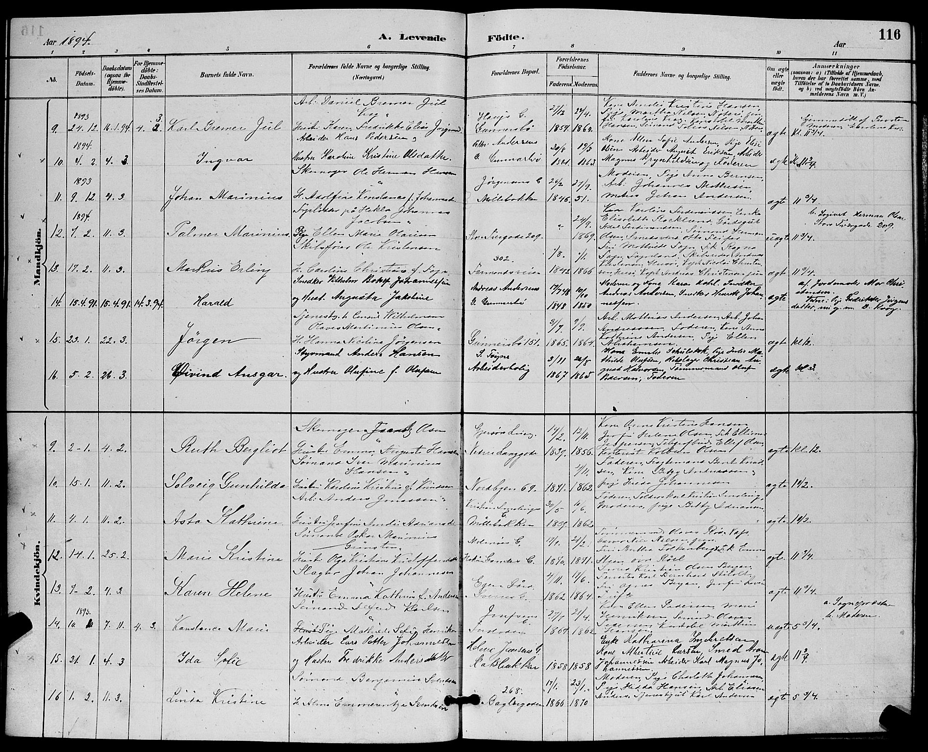 Tønsberg kirkebøker, AV/SAKO-A-330/G/Ga/L0006: Parish register (copy) no. 6, 1885-1895, p. 116