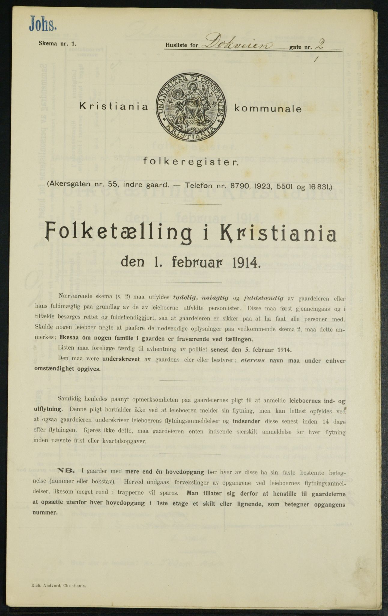 OBA, Municipal Census 1914 for Kristiania, 1914, p. 15989