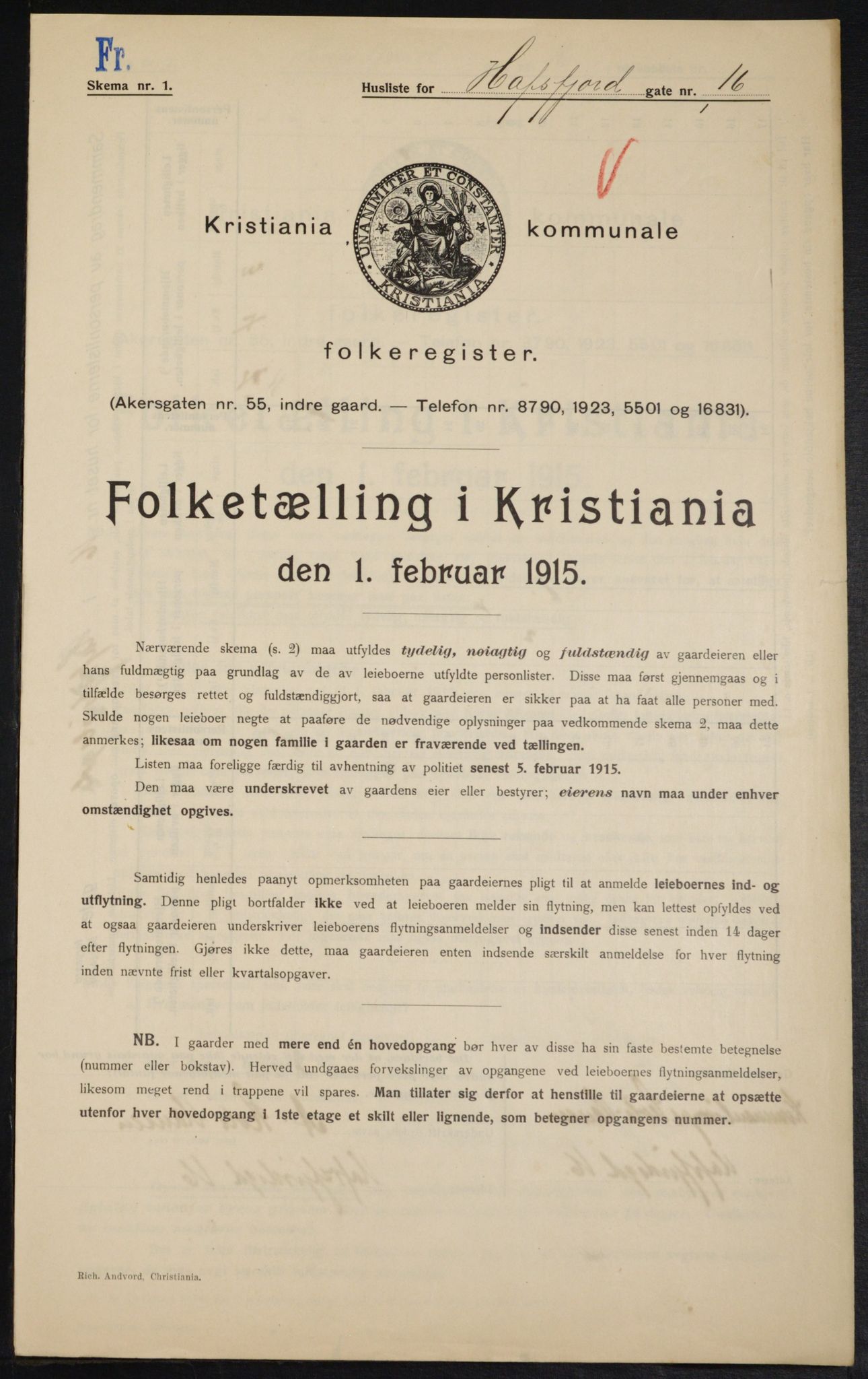 OBA, Municipal Census 1915 for Kristiania, 1915, p. 32931