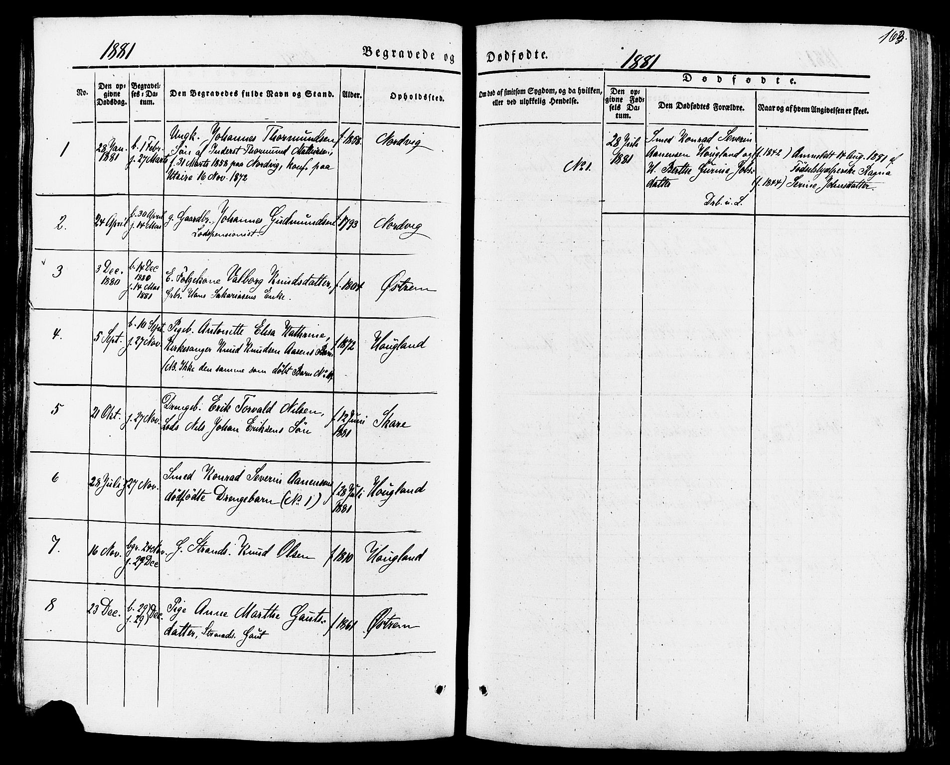 Torvastad sokneprestkontor, SAST/A -101857/H/Ha/Haa/L0007: Parish register (official) no. A 7, 1838-1882, p. 163