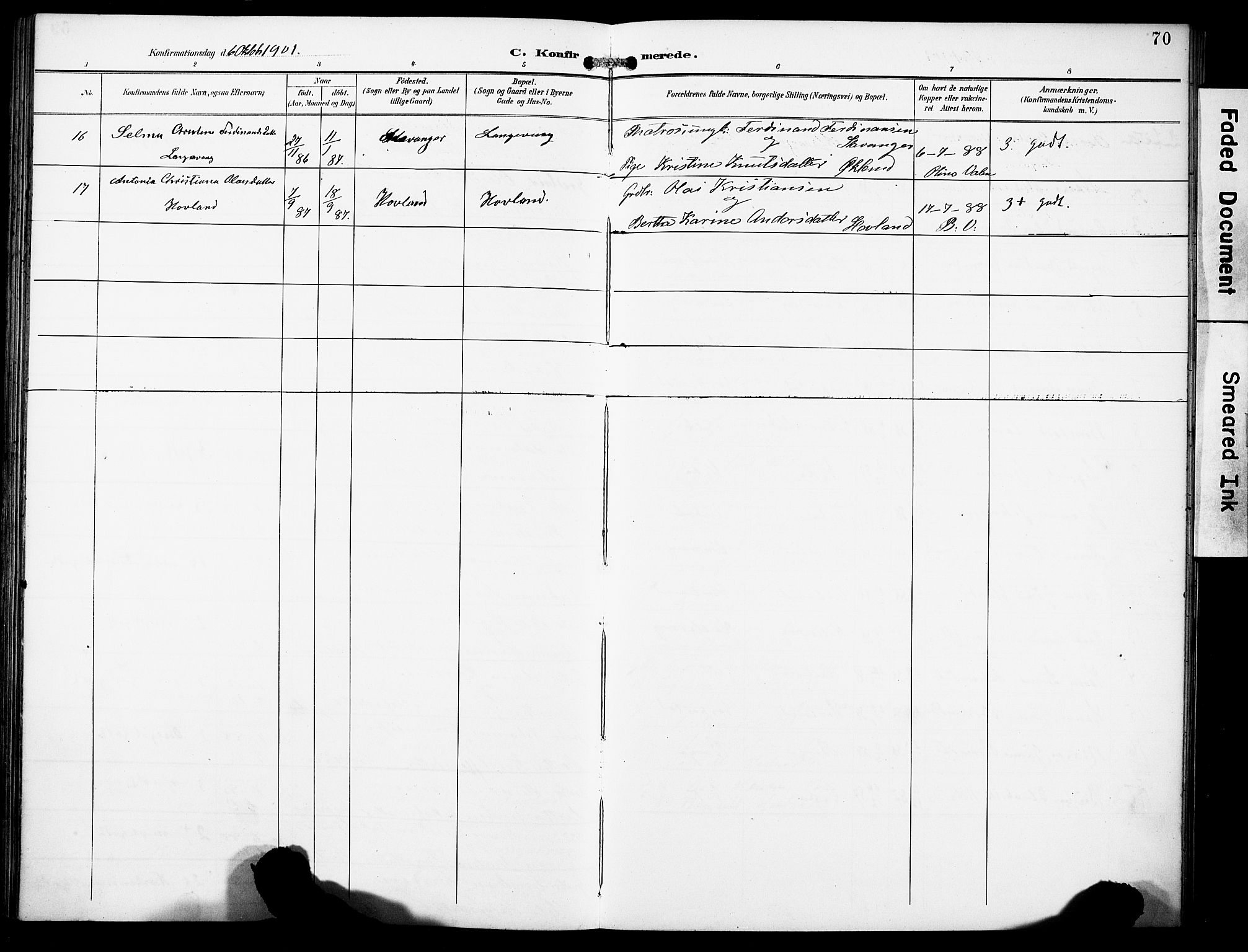 Finnås sokneprestembete, AV/SAB-A-99925/H/Ha/Haa/Haad/L0002: Parish register (official) no. D 2, 1895-1906, p. 70