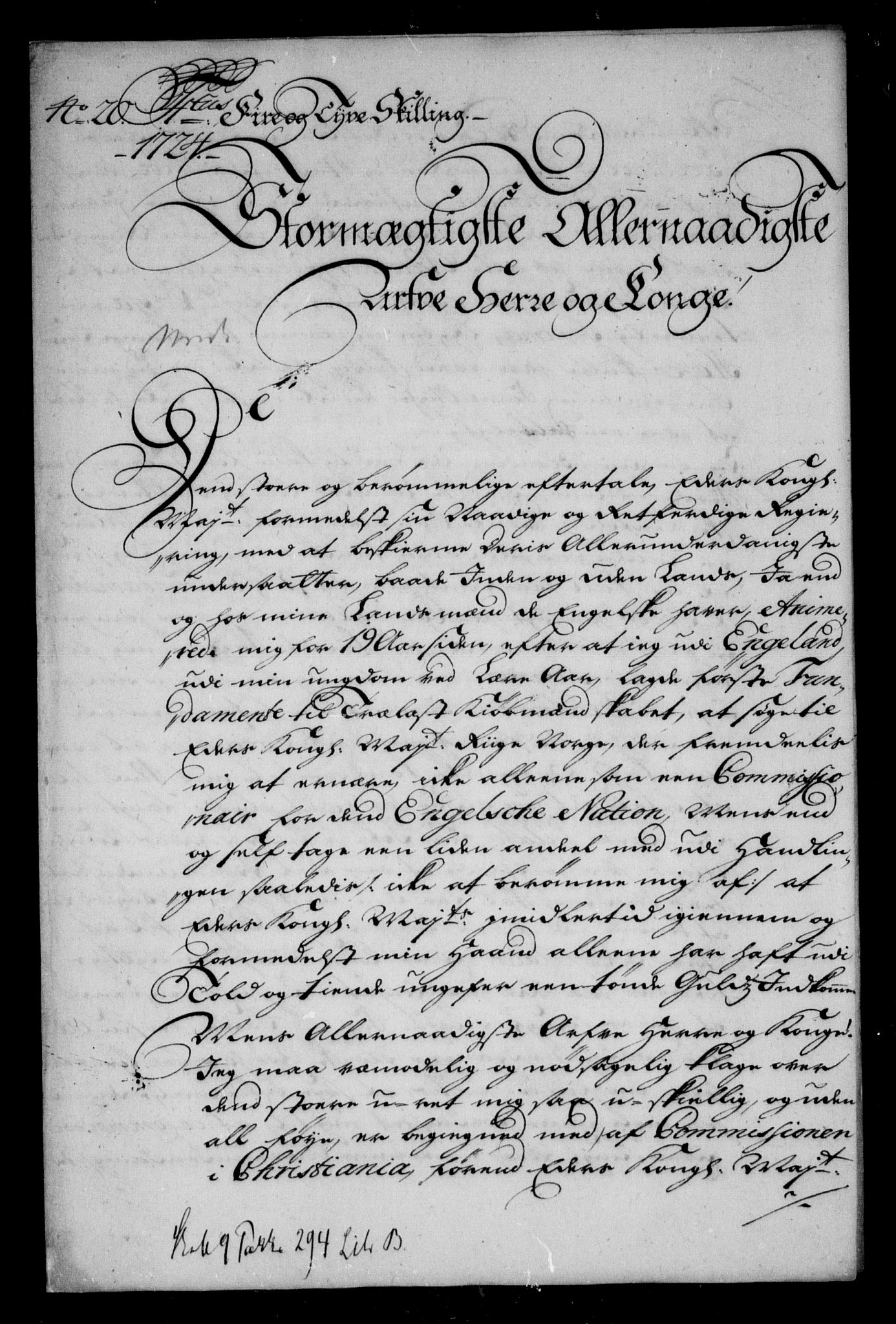 Danske Kanselli, Skapsaker, RA/EA-4061/F/L0037: Skap 9, pakke 277-315, 1697-1745, p. 65