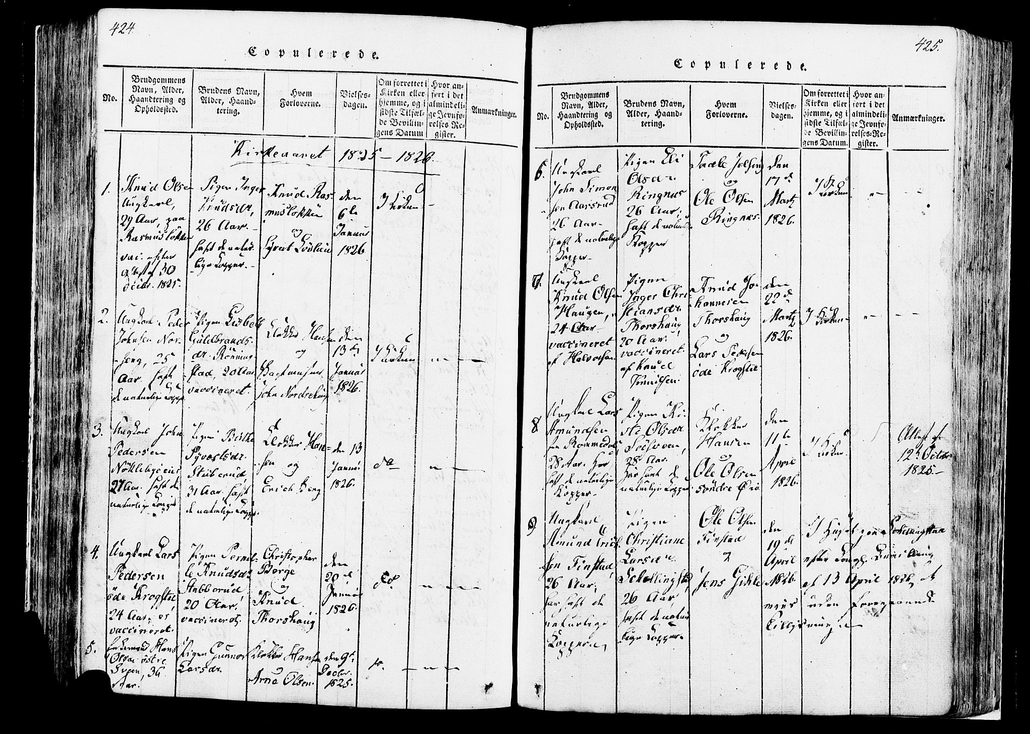 Løten prestekontor, AV/SAH-PREST-022/K/Ka/L0005: Parish register (official) no. 5, 1814-1832, p. 424-425