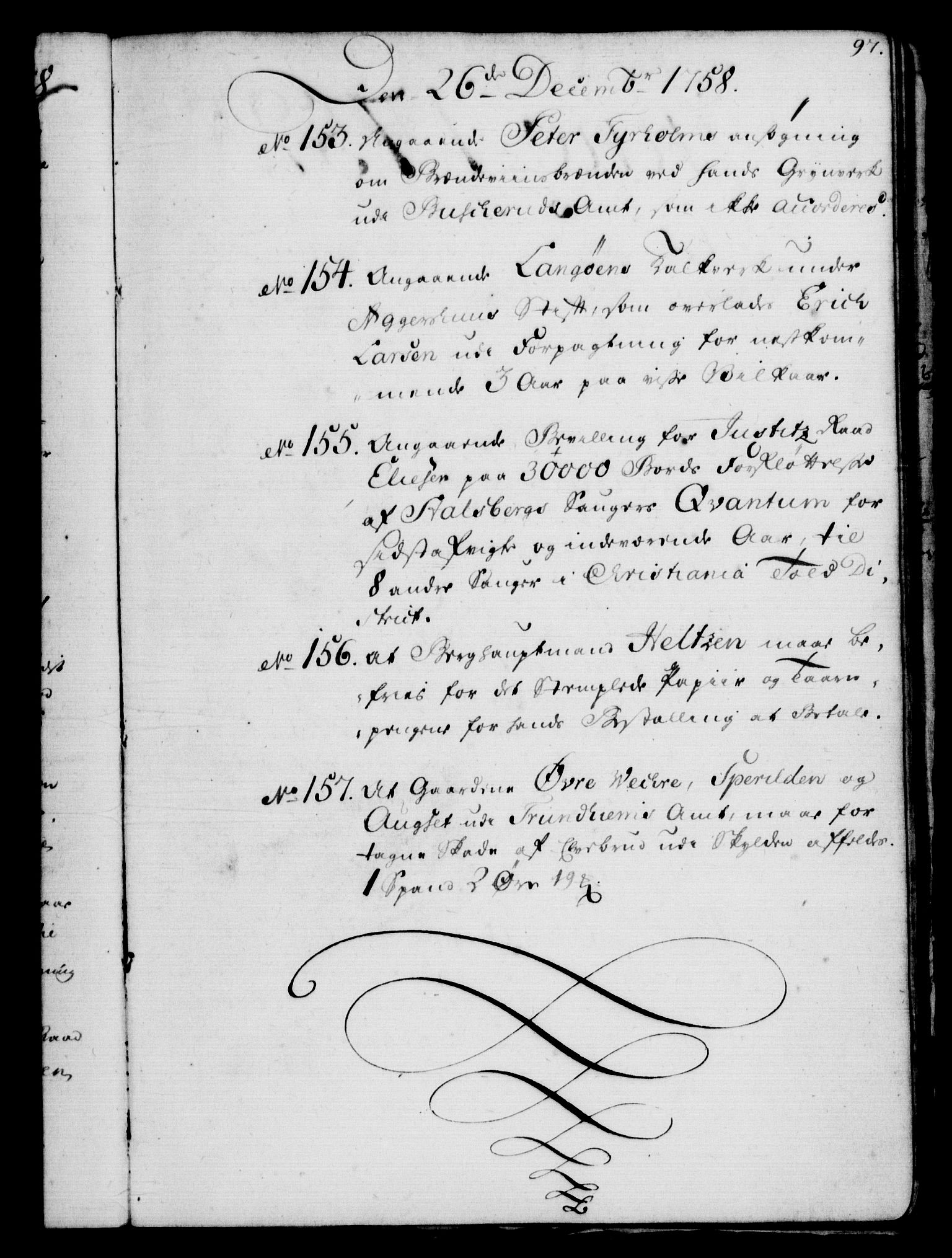 Rentekammeret, Kammerkanselliet, RA/EA-3111/G/Gf/Gfb/L0006: Register til norske relasjons- og resolusjonsprotokoller (merket RK 52.101), 1755-1765, p. 97
