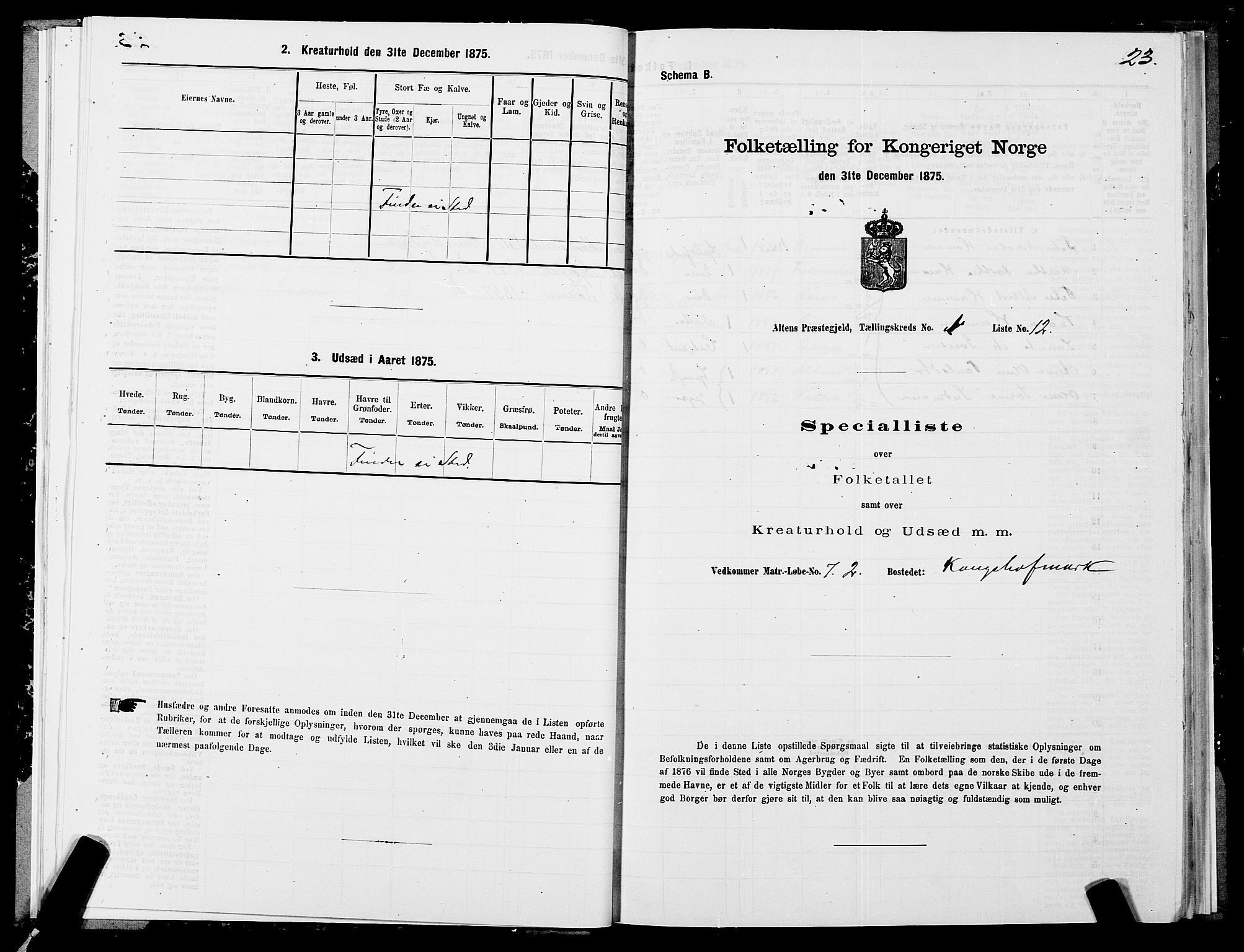 SATØ, 1875 census for 2012P Alta, 1875, p. 1023