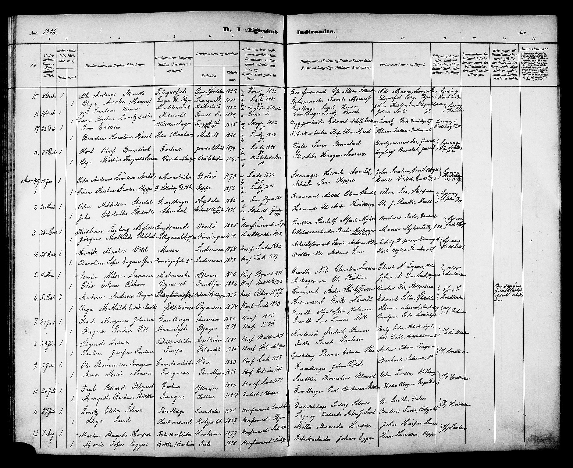 Ministerialprotokoller, klokkerbøker og fødselsregistre - Sør-Trøndelag, AV/SAT-A-1456/606/L0313: Parish register (copy) no. 606C09, 1895-1910