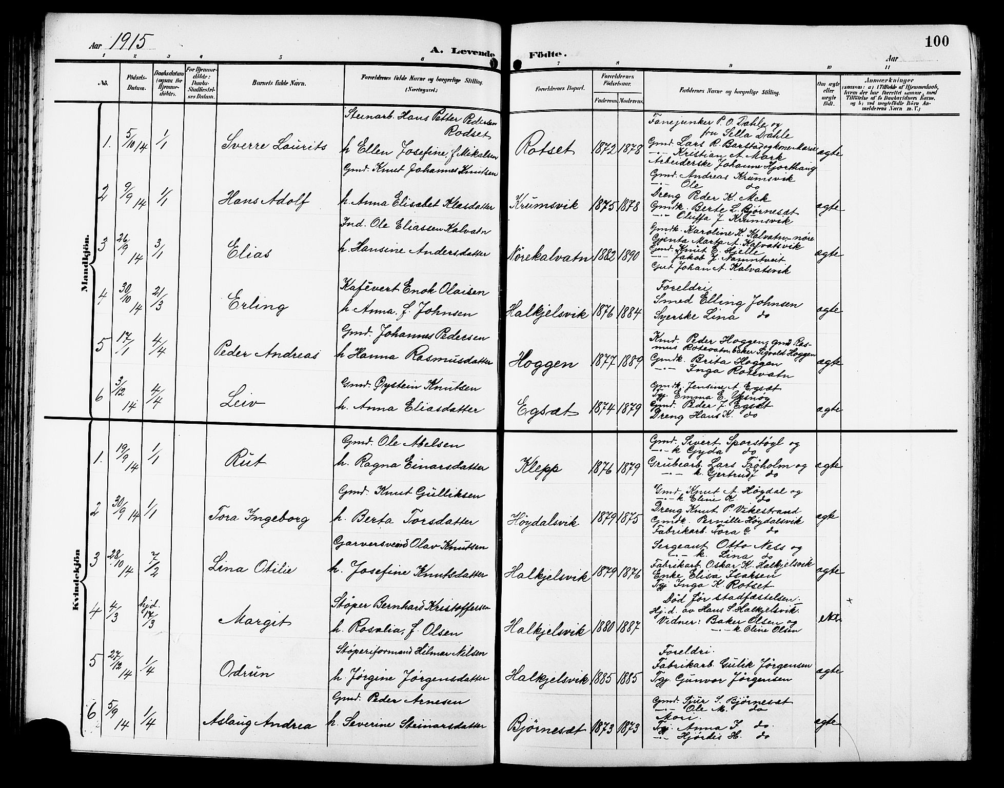 Ministerialprotokoller, klokkerbøker og fødselsregistre - Møre og Romsdal, AV/SAT-A-1454/511/L0159: Parish register (copy) no. 511C05, 1902-1920, p. 100