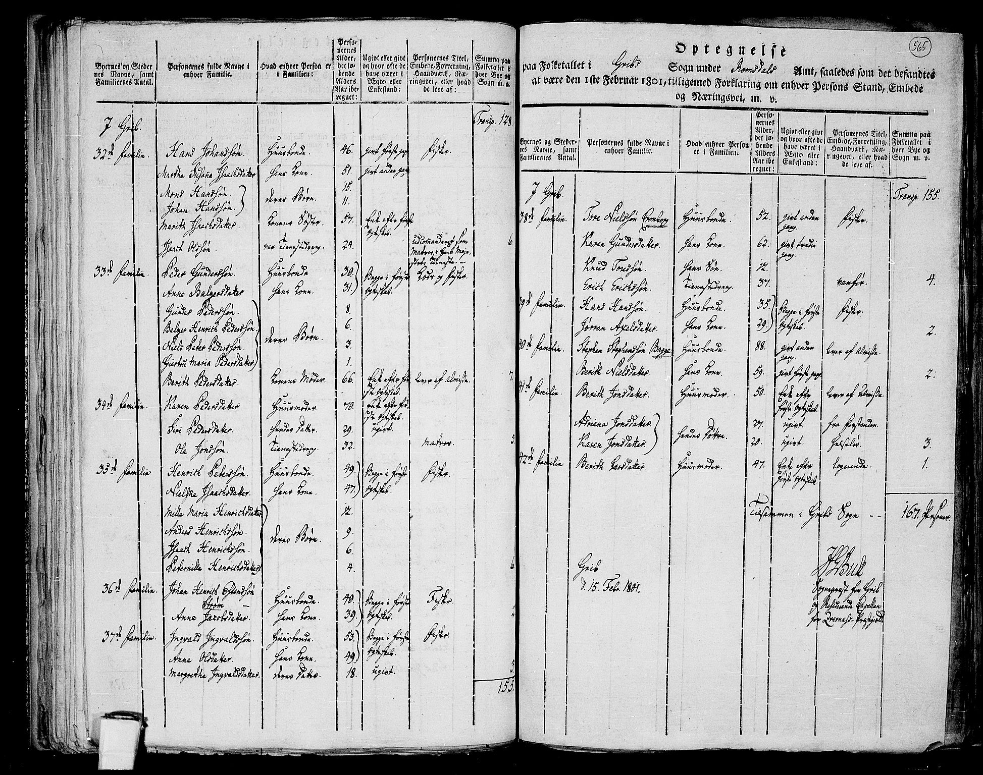 RA, 1801 census for 1553P Kvernes, 1801, p. 564b-565a