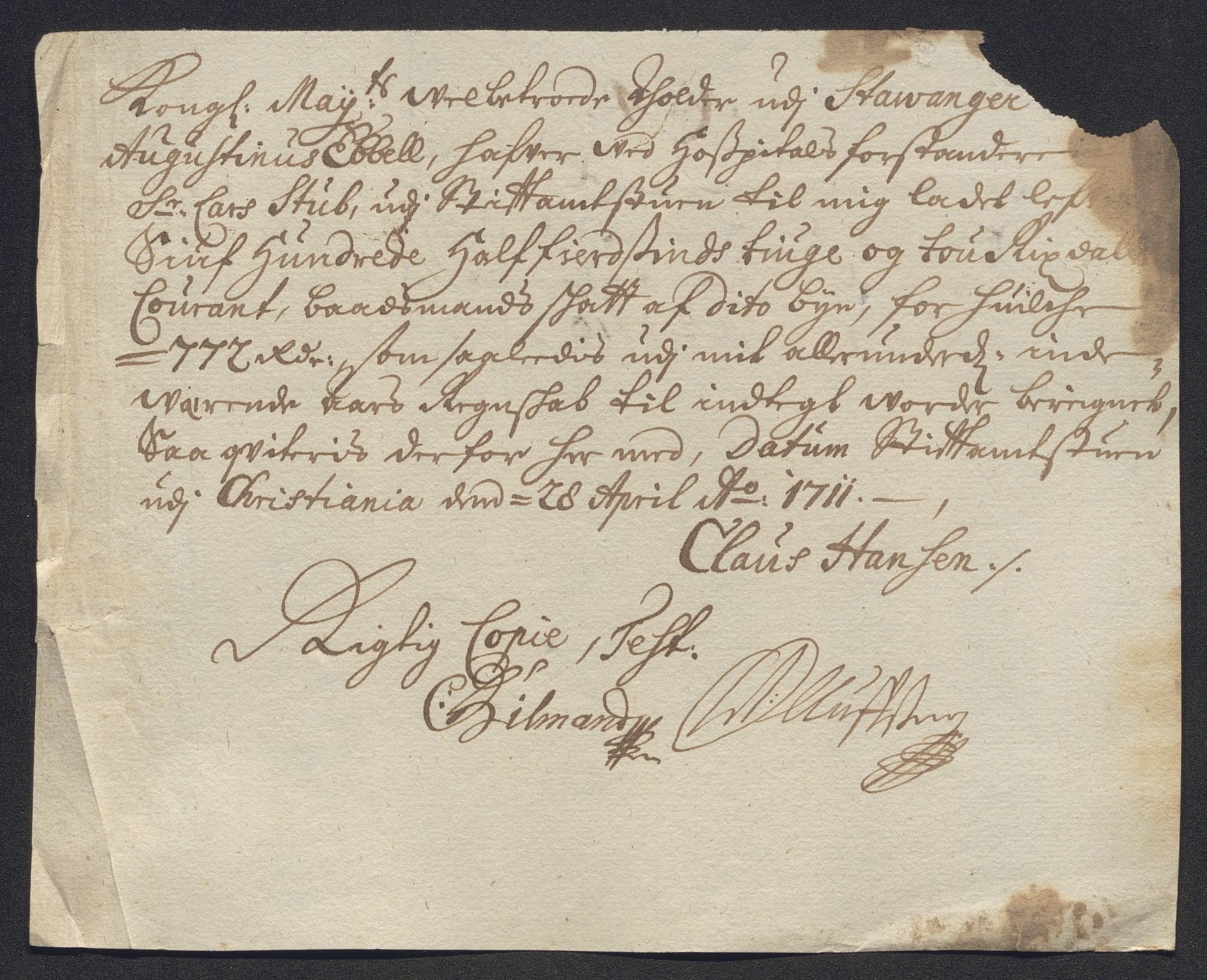 Rentekammeret inntil 1814, Reviderte regnskaper, Byregnskaper, AV/RA-EA-4066/R/Ro/L0302: [O4] Kontribusjonsregnskap, 1687-1711, p. 276