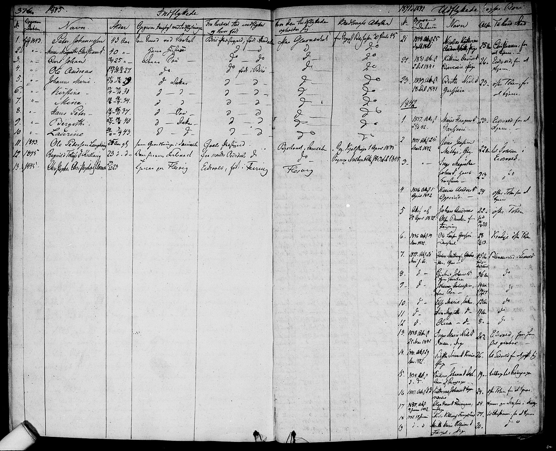 Hurdal prestekontor Kirkebøker, SAO/A-10889/F/Fa/L0004: Parish register (official) no. I 4, 1828-1845, p. 376