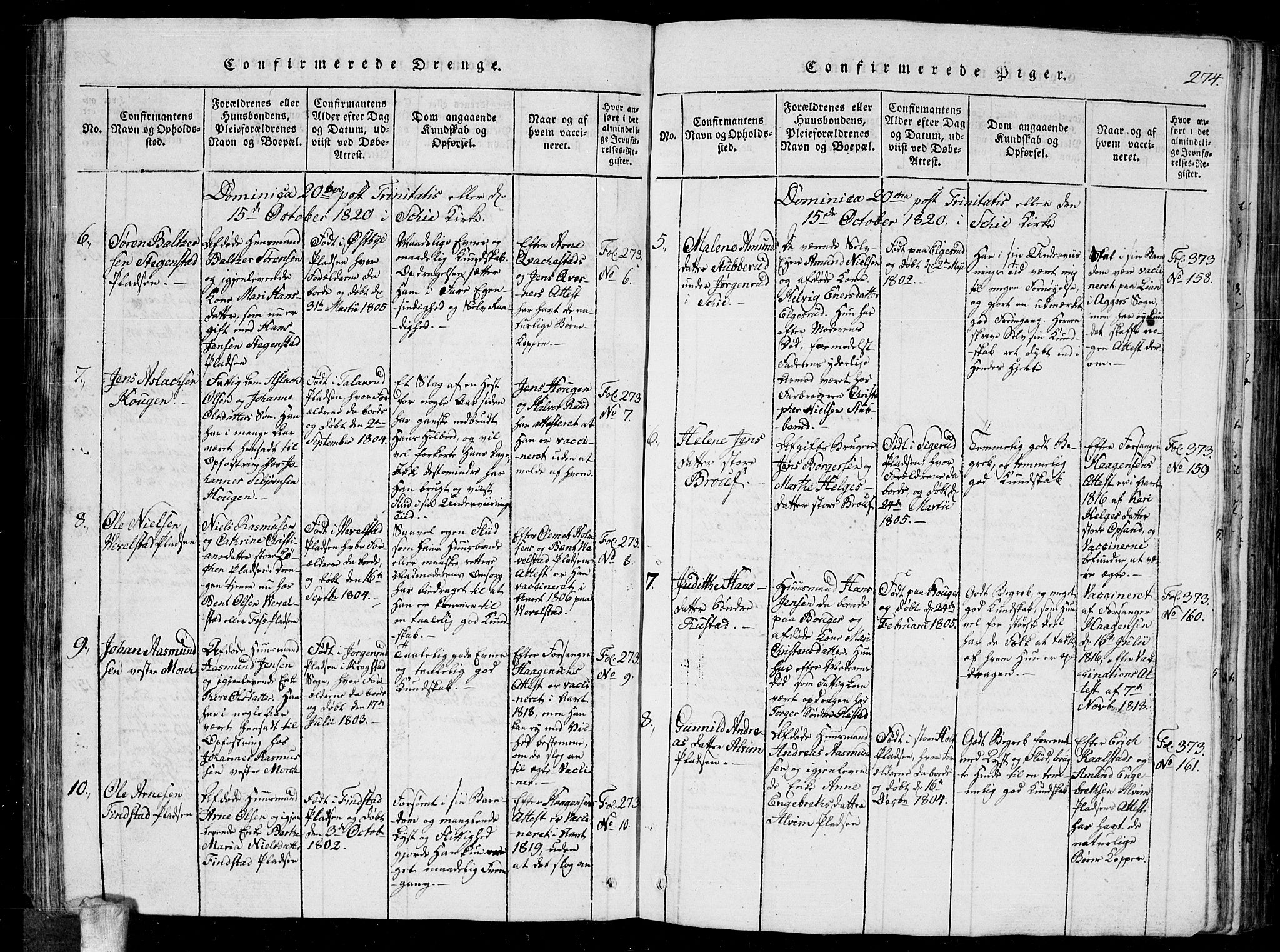 Kråkstad prestekontor Kirkebøker, AV/SAO-A-10125a/G/Ga/L0001: Parish register (copy) no. I 1, 1813-1824, p. 274