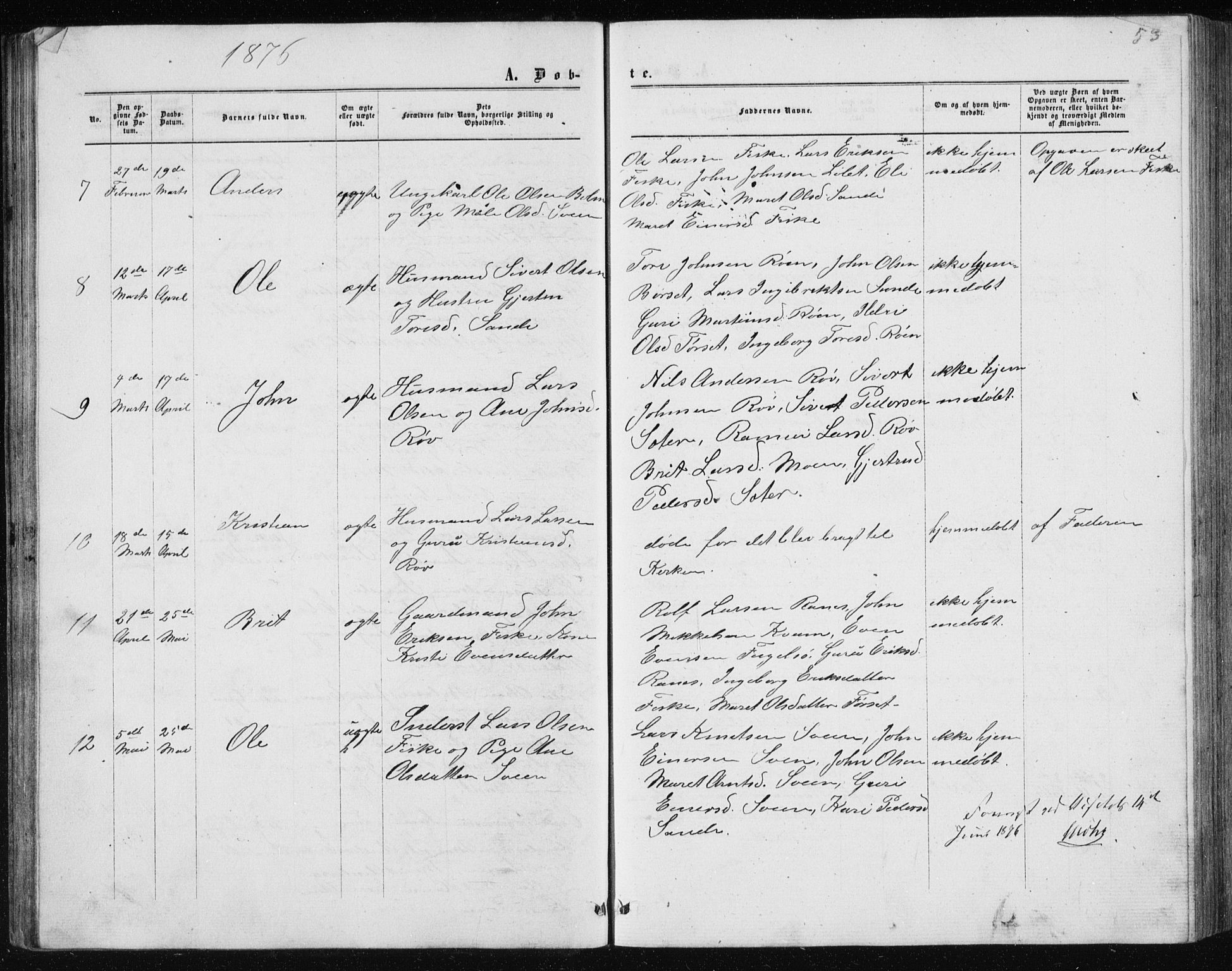 Ministerialprotokoller, klokkerbøker og fødselsregistre - Møre og Romsdal, AV/SAT-A-1454/597/L1064: Parish register (copy) no. 597C01, 1866-1898, p. 53