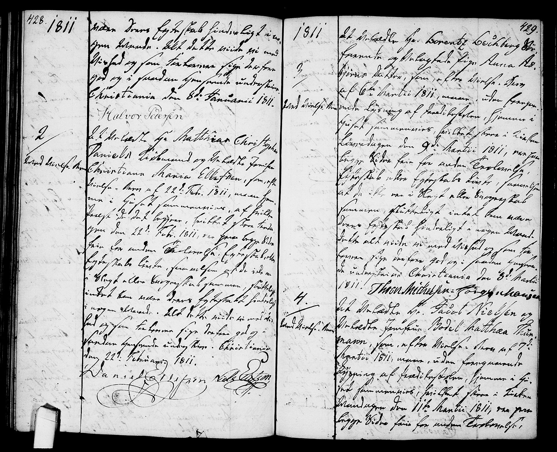 Oslo domkirke Kirkebøker, AV/SAO-A-10752/L/La/L0011: Best man's statements no. 11, 1807-1819, p. 428-429