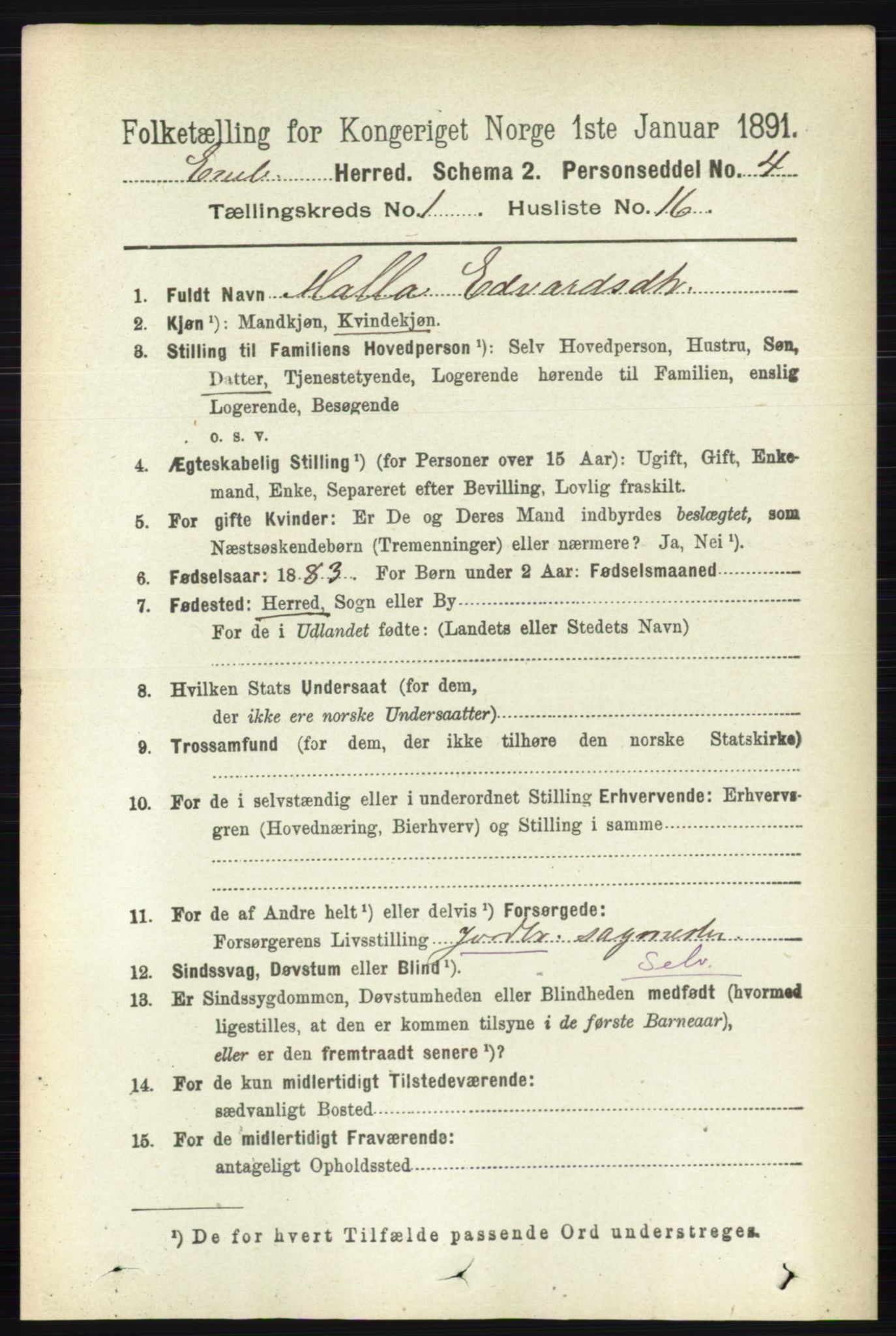 RA, 1891 census for 0229 Enebakk, 1891, p. 210