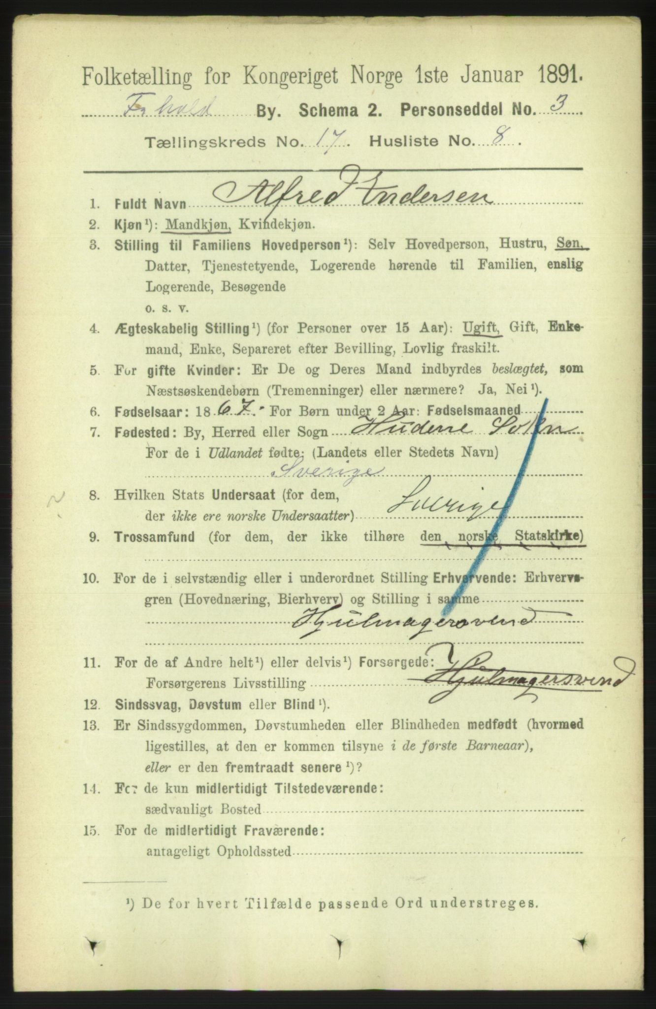 RA, 1891 census for 0101 Fredrikshald, 1891, p. 10941