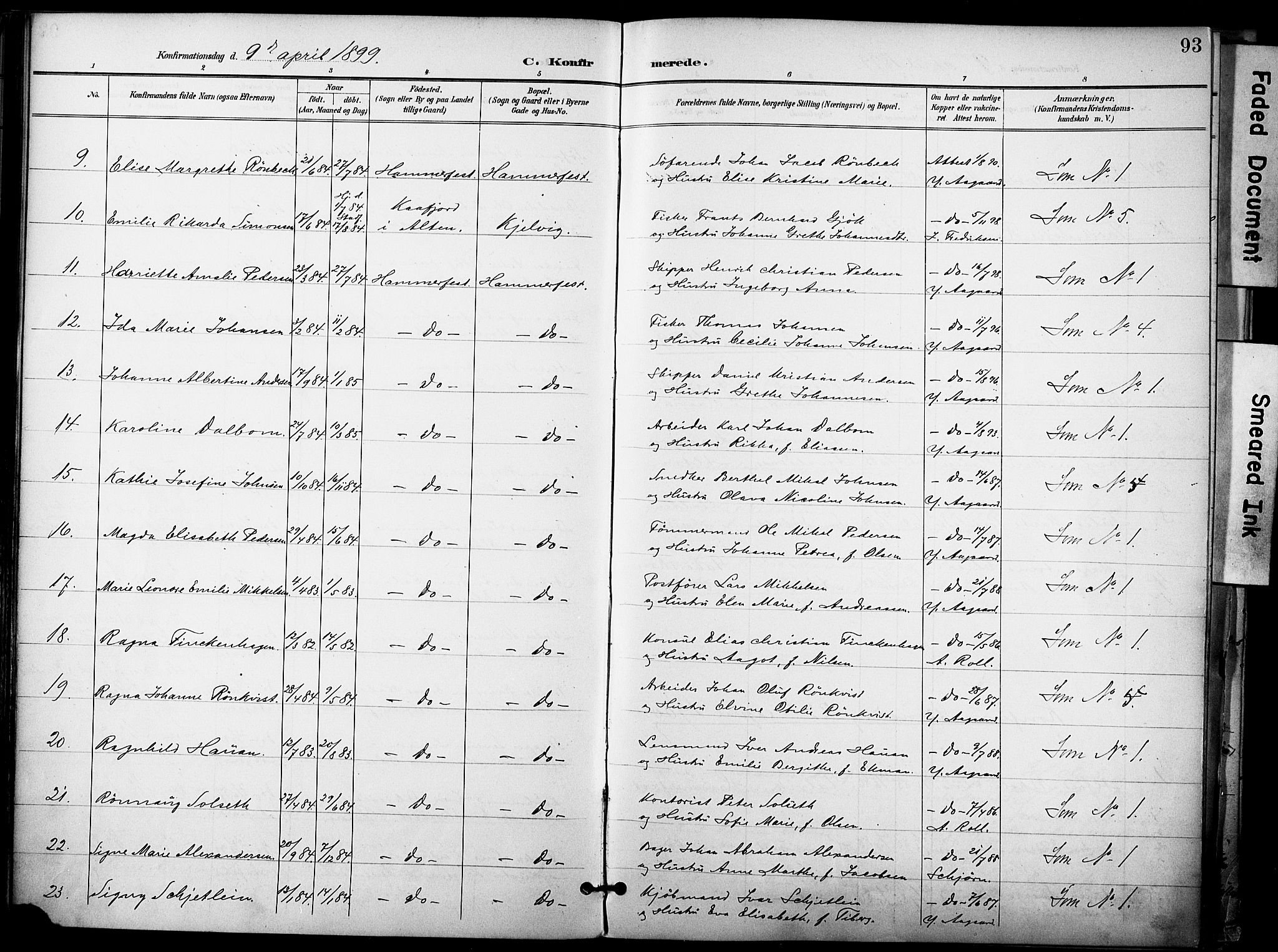 Hammerfest sokneprestkontor, AV/SATØ-S-1347/H/Ha/L0010.kirke: Parish register (official) no. 10, 1898-1905, p. 93