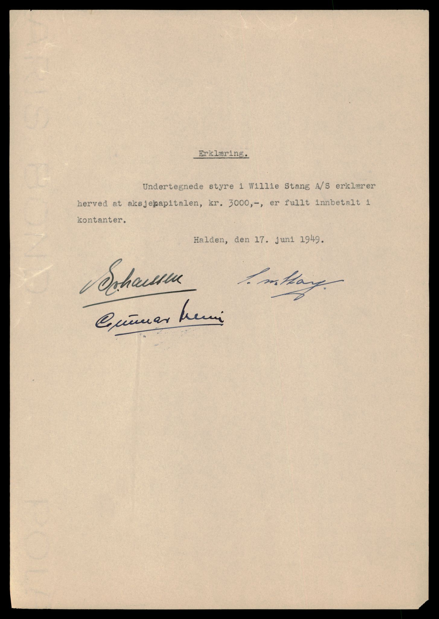 Halden tingrett, AV/SAT-A-10067/K/Kb/Kba/L0020: Aksjeselskap, St-Sy, 1944-1990