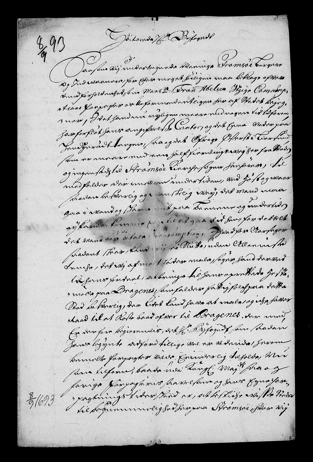 Stattholderembetet 1572-1771, RA/EA-2870/Af/L0004: Avskrifter av vedlegg til originale supplikker, nummerert i samsvar med supplikkbøkene, 1691-1694, p. 316