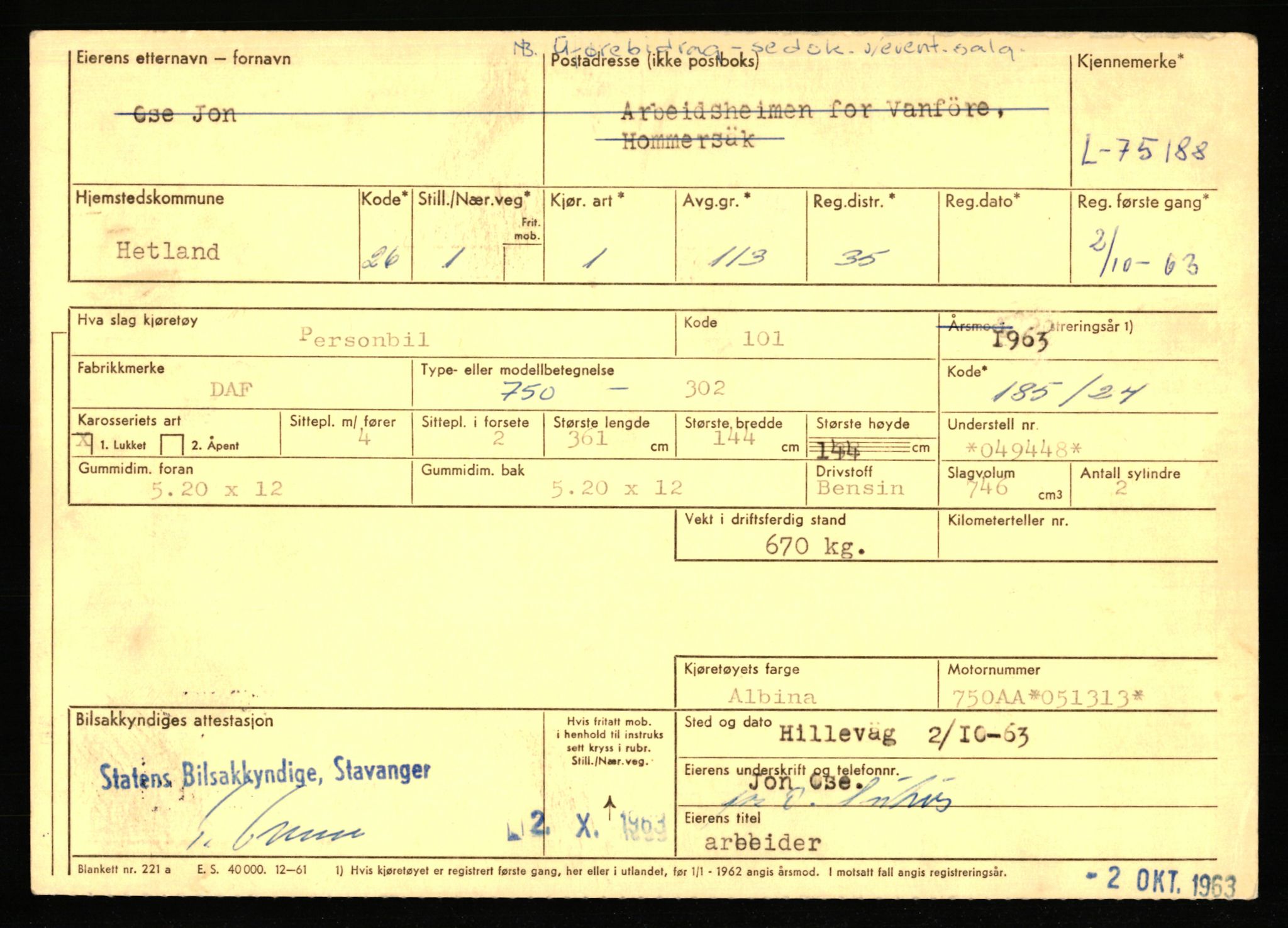 Stavanger trafikkstasjon, AV/SAST-A-101942/0/F/L0068: L-75000 - L-76799, 1930-1971, p. 233