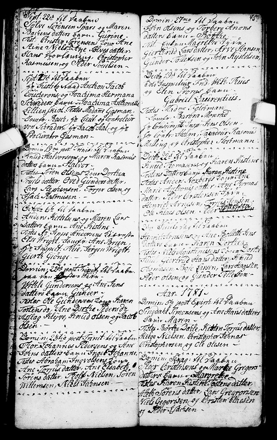 Porsgrunn kirkebøker , SAKO/A-104/G/Ga/L0001: Parish register (copy) no. I 1, 1766-1790, p. 44-45