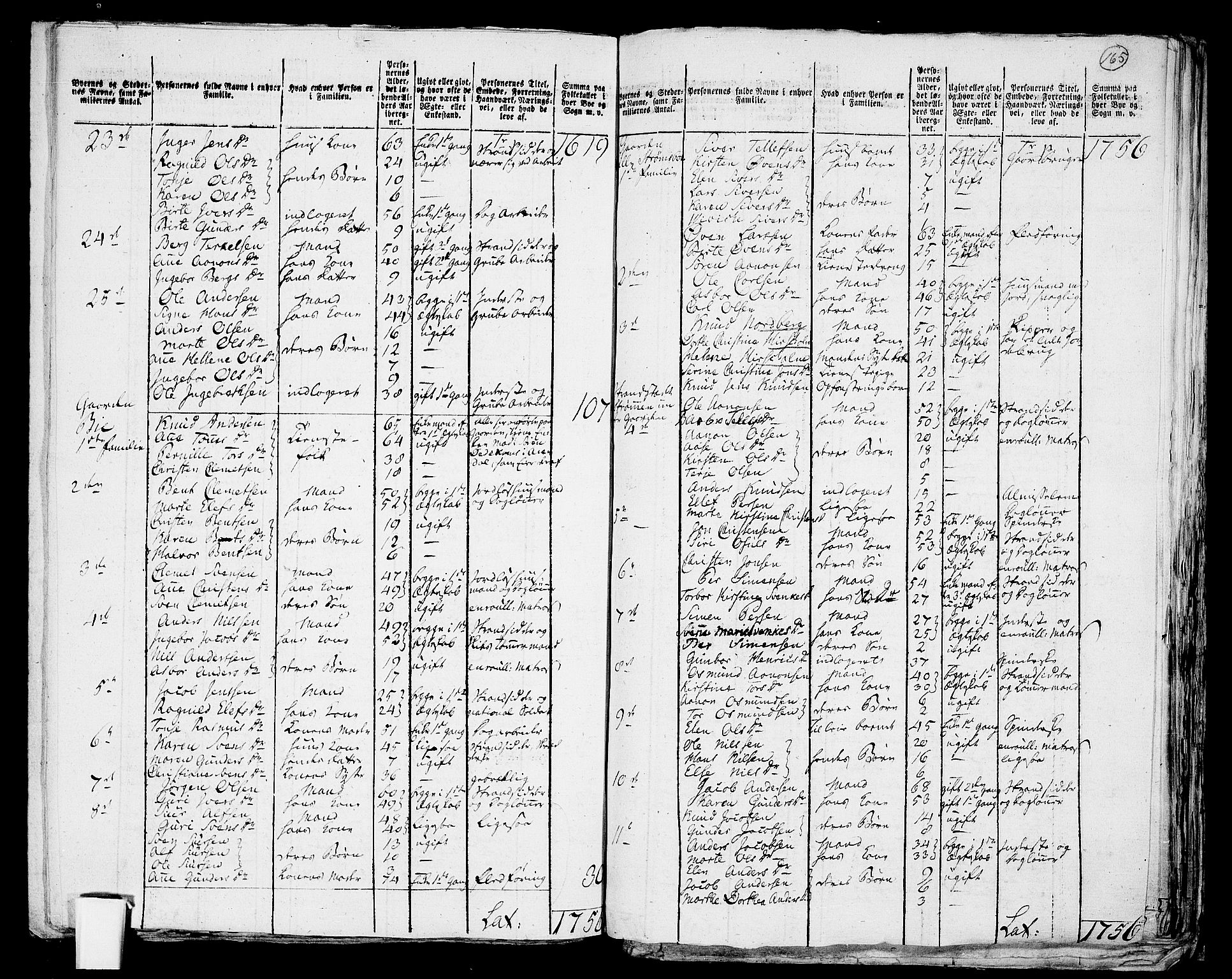 RA, 1801 census for 0920P Øyestad, 1801, p. 164b-165a