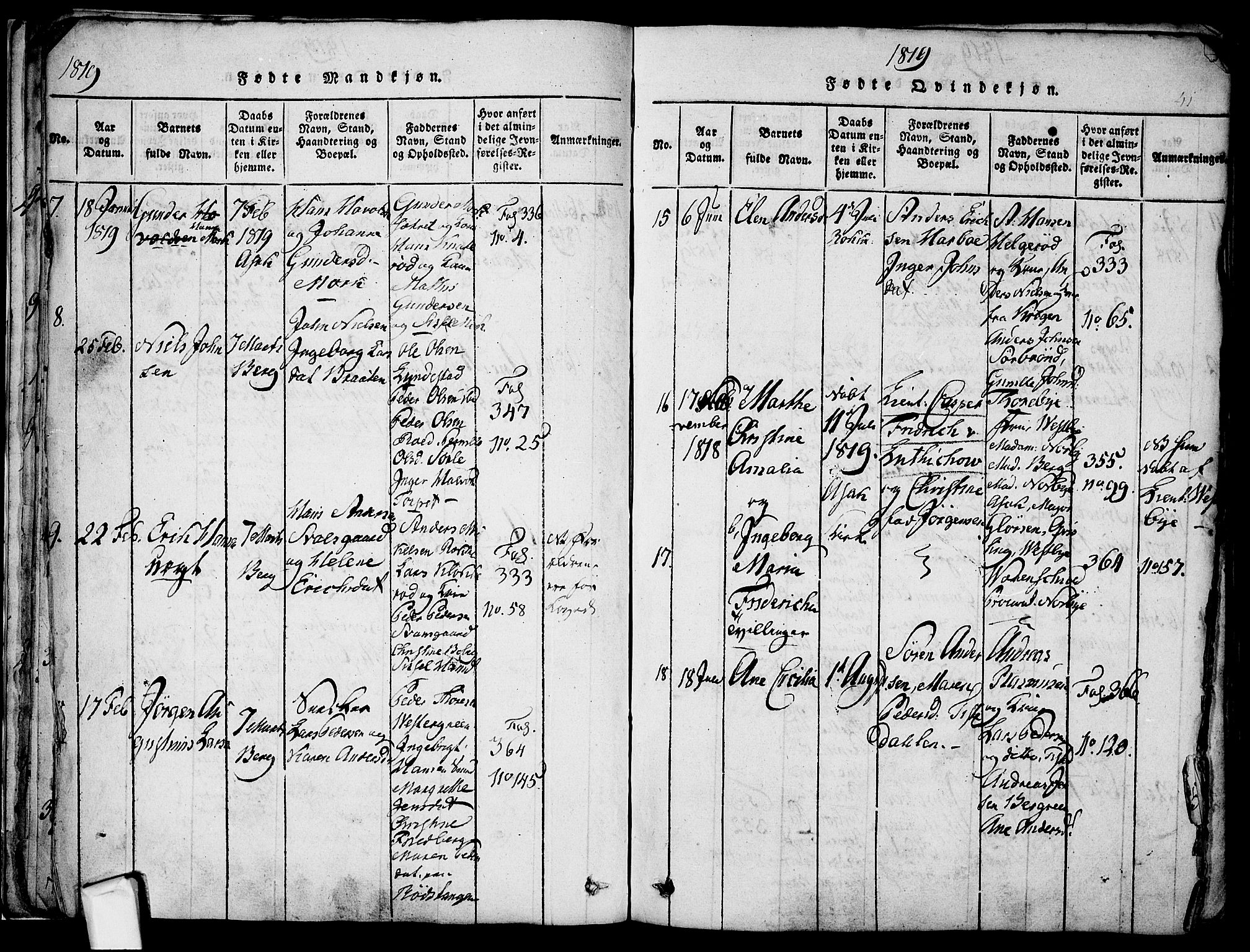 Berg prestekontor Kirkebøker, AV/SAO-A-10902/F/Fa/L0002: Parish register (official) no. I 2, 1815-1831, p. 41