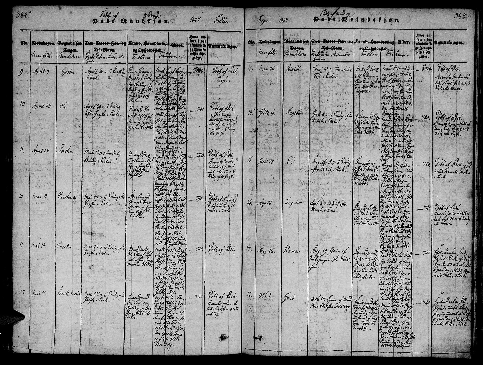 Ministerialprotokoller, klokkerbøker og fødselsregistre - Møre og Romsdal, AV/SAT-A-1454/586/L0982: Parish register (official) no. 586A08, 1819-1829, p. 344-345