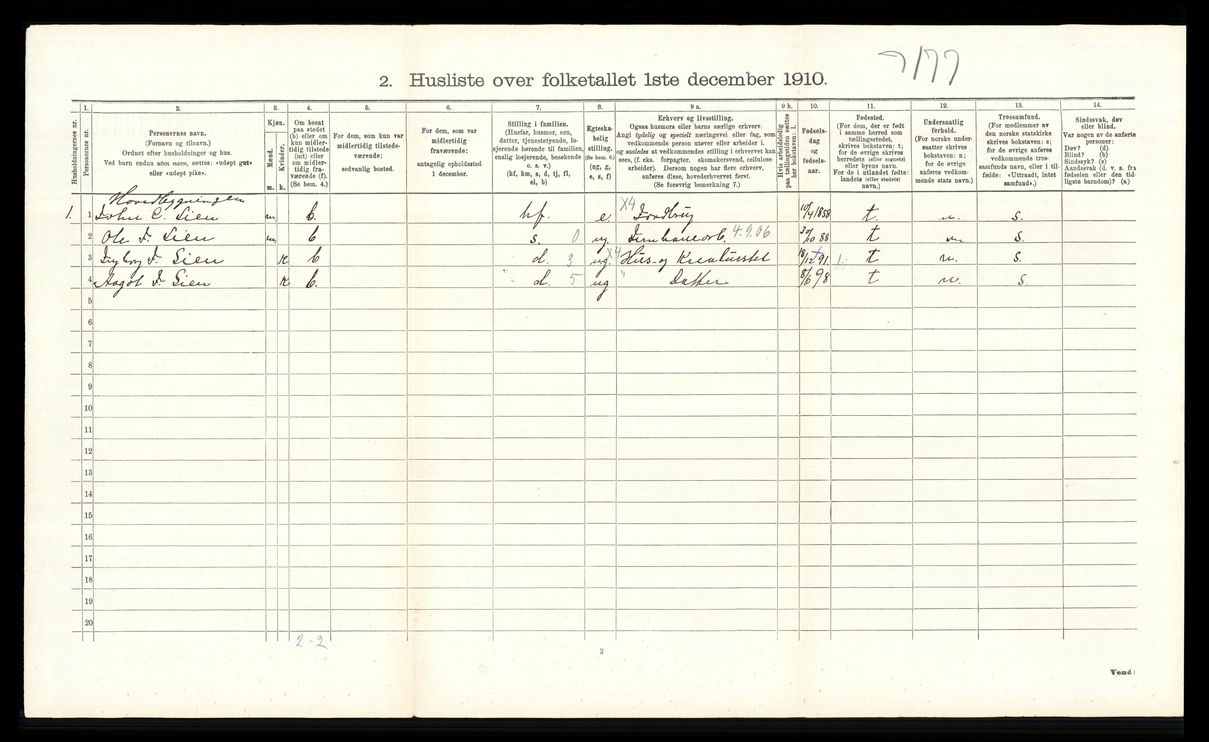 RA, 1910 census for Sel, 1910, p. 227