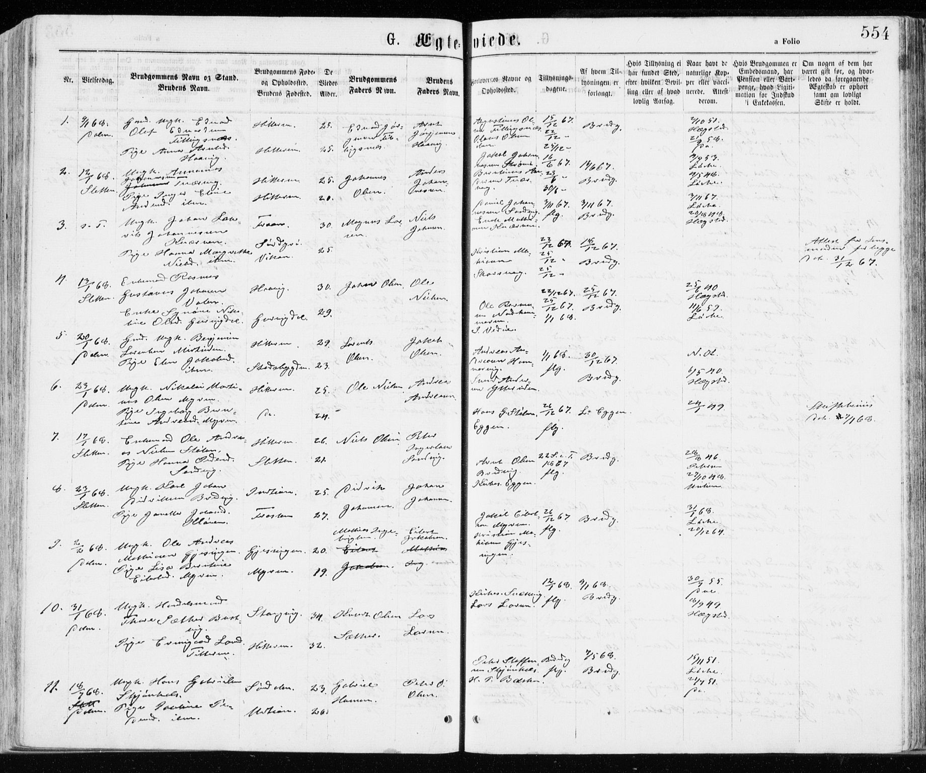 Ministerialprotokoller, klokkerbøker og fødselsregistre - Sør-Trøndelag, SAT/A-1456/640/L0576: Parish register (official) no. 640A01, 1846-1876, p. 554