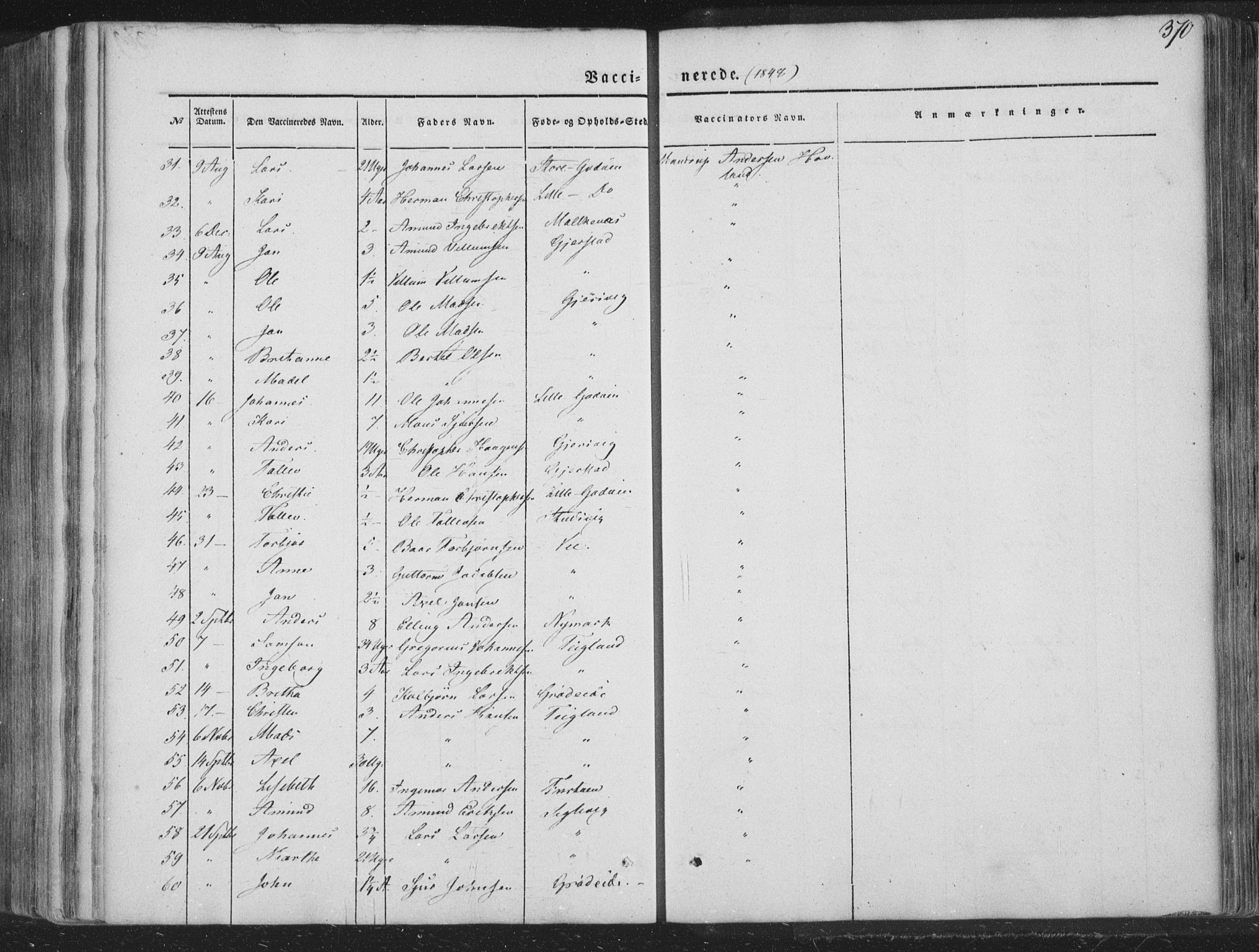 Tysnes sokneprestembete, AV/SAB-A-78601/H/Haa: Parish register (official) no. A 10, 1848-1859, p. 370