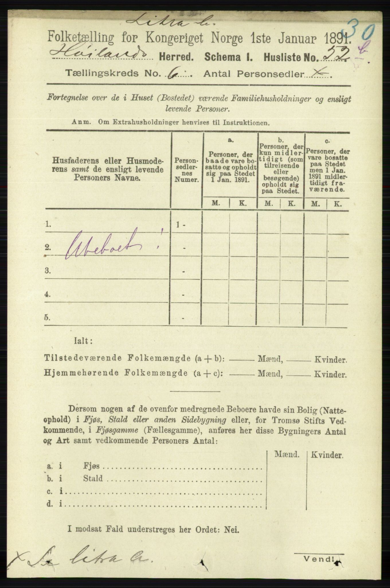 RA, 1891 census for 1123 Høyland, 1891, p. 1972