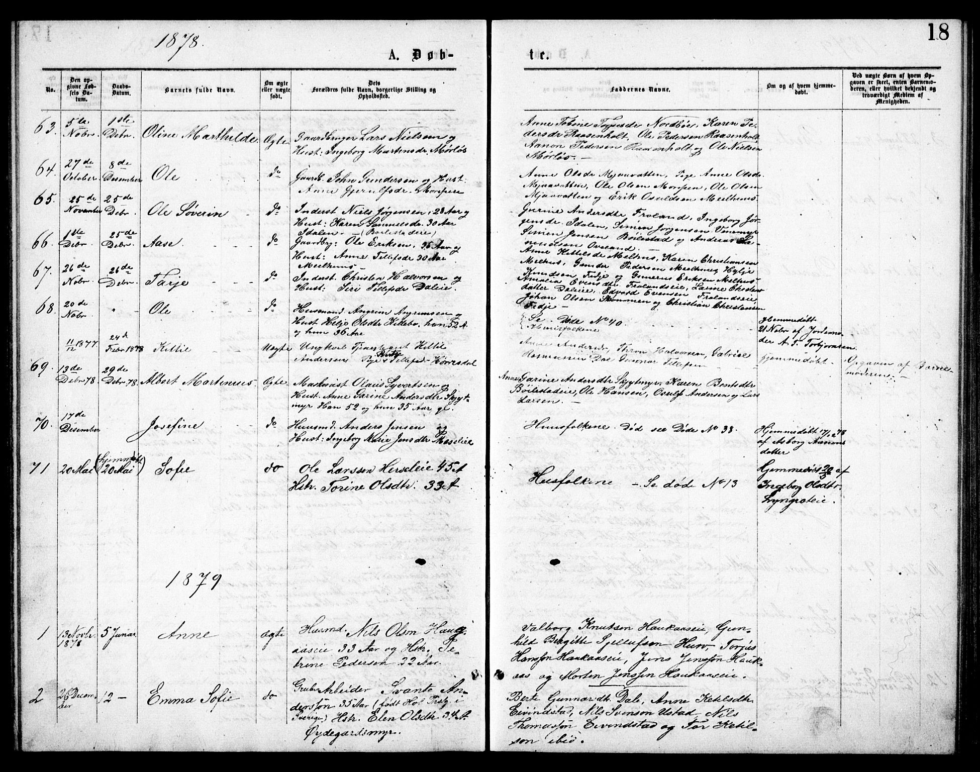 Froland sokneprestkontor, SAK/1111-0013/F/Fb/L0009: Parish register (copy) no. B 9, 1875-1893, p. 18