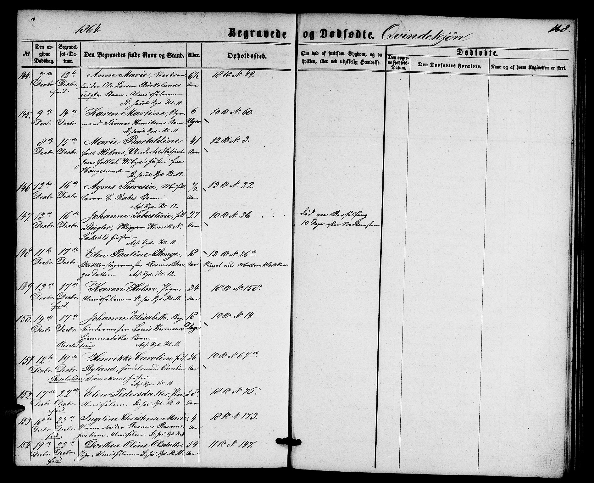 Domkirken sokneprestembete, AV/SAB-A-74801/H/Hab/L0039: Parish register (copy) no. E 3, 1860-1868, p. 168