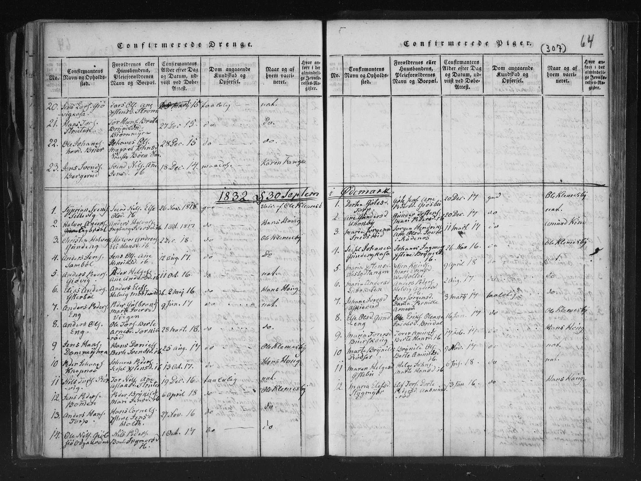 Aremark prestekontor Kirkebøker, SAO/A-10899/F/Fc/L0001: Parish register (official) no. III 1, 1814-1834, p. 63-64