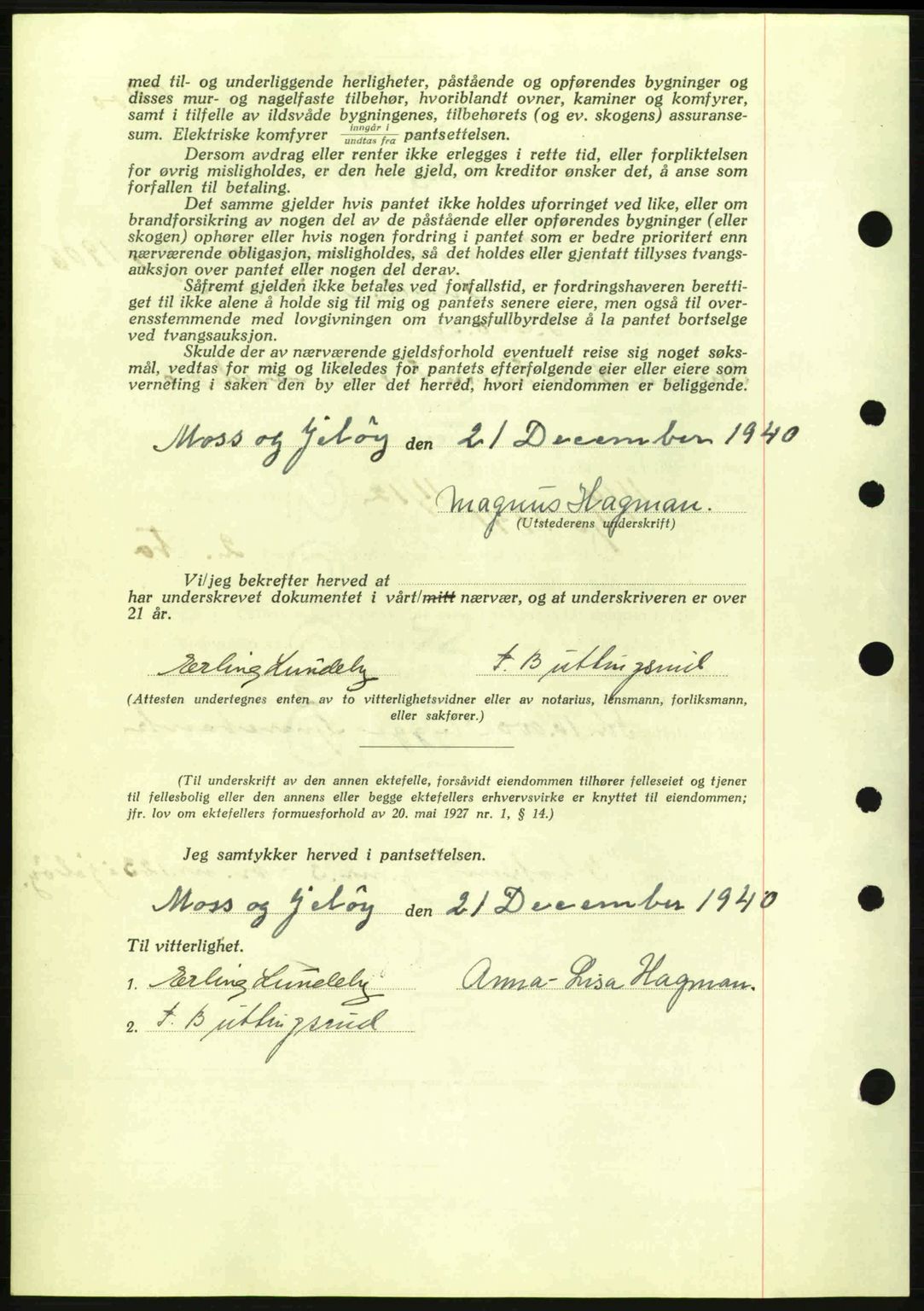 Moss sorenskriveri, SAO/A-10168: Mortgage book no. B10, 1940-1941, Diary no: : 261/1941